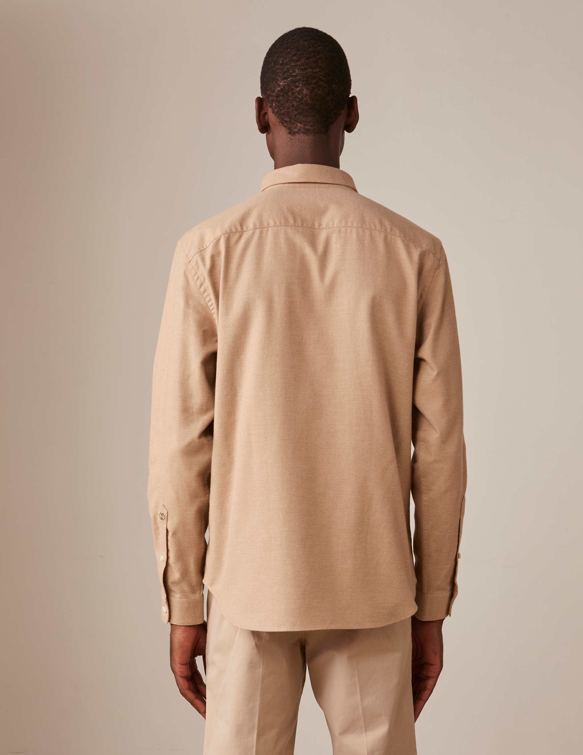 Beige cotton cashmere Gaspard shirt - Flannel - American Collar