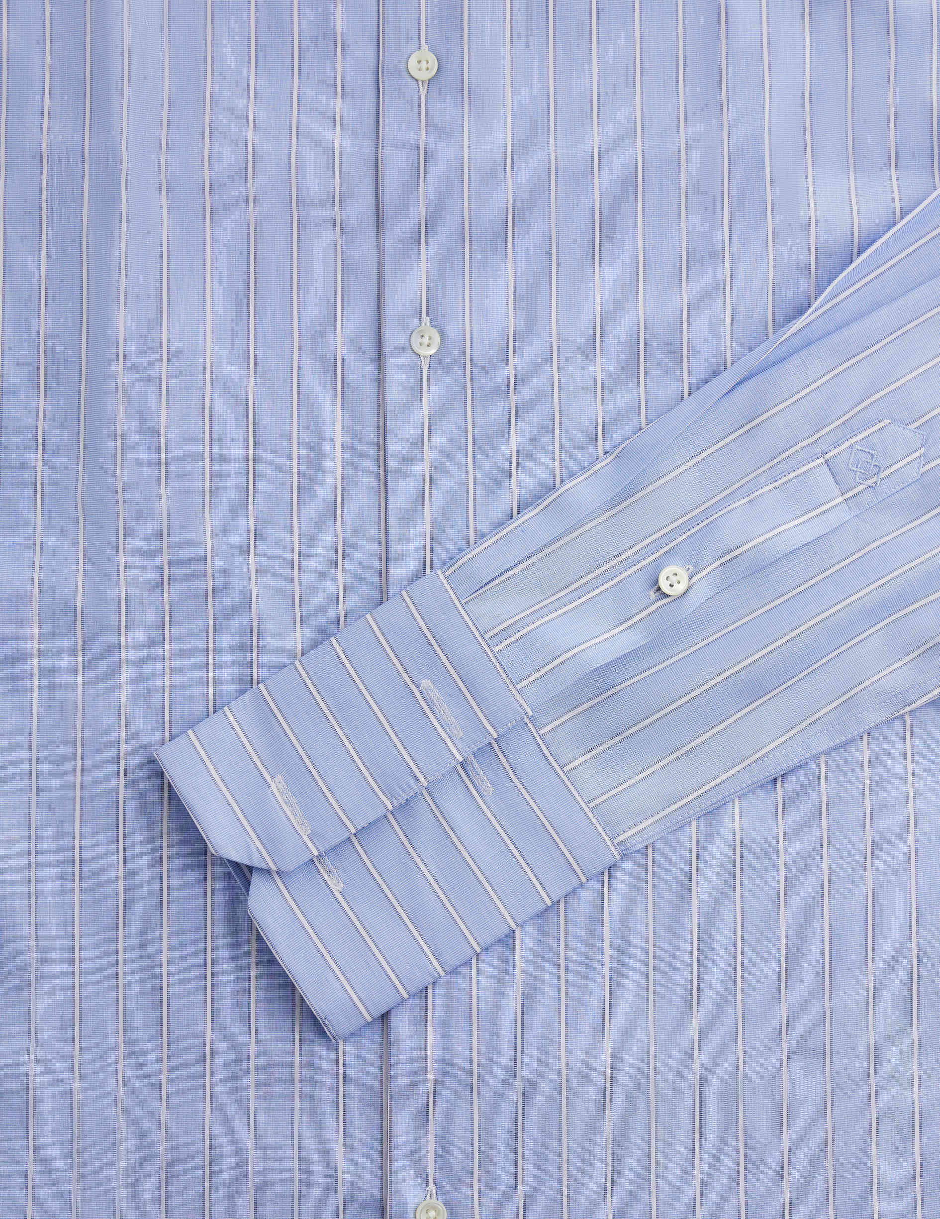 Fitted blue striped shirt - Poplin - Italian Collar - French Cuffs