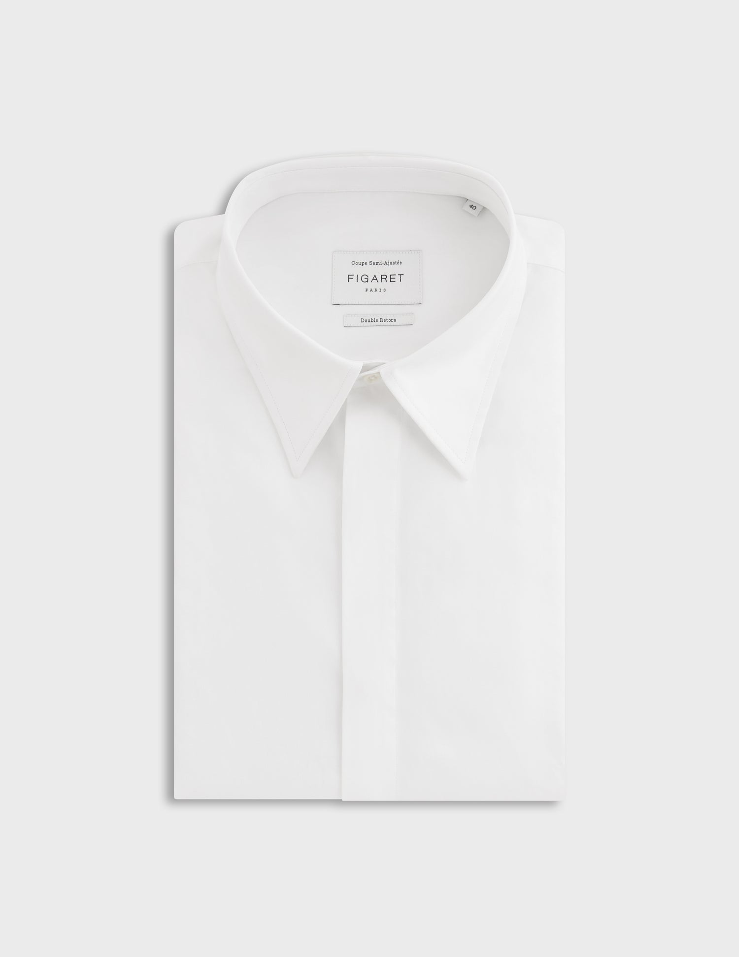 Semi-fitted white shirt - Poplin - Majestic Collar - French Cuffs