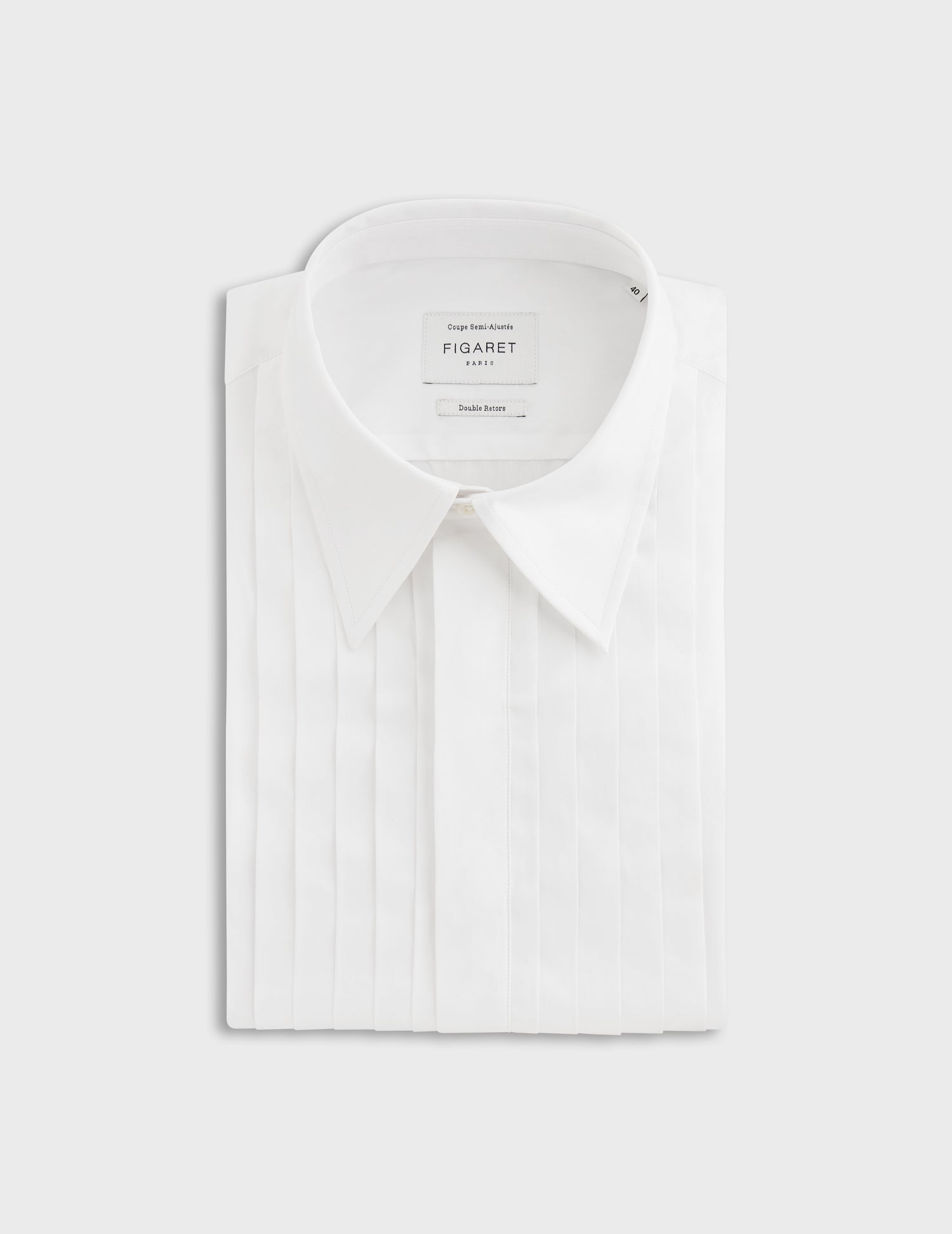 Semi-fitted white shirt - Poplin - Majestic Collar - French Cuffs