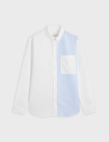 Fun shirt william blanche rayée bleue