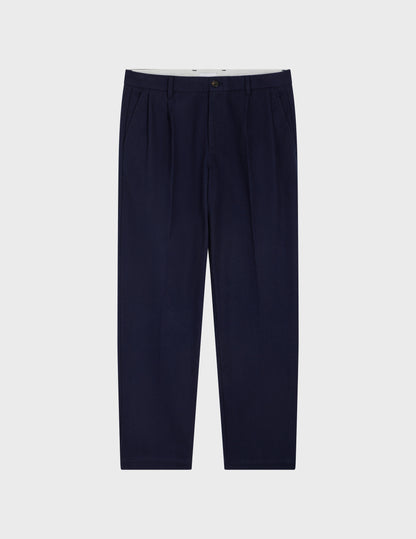 Navy cotton flannel Driss chinos