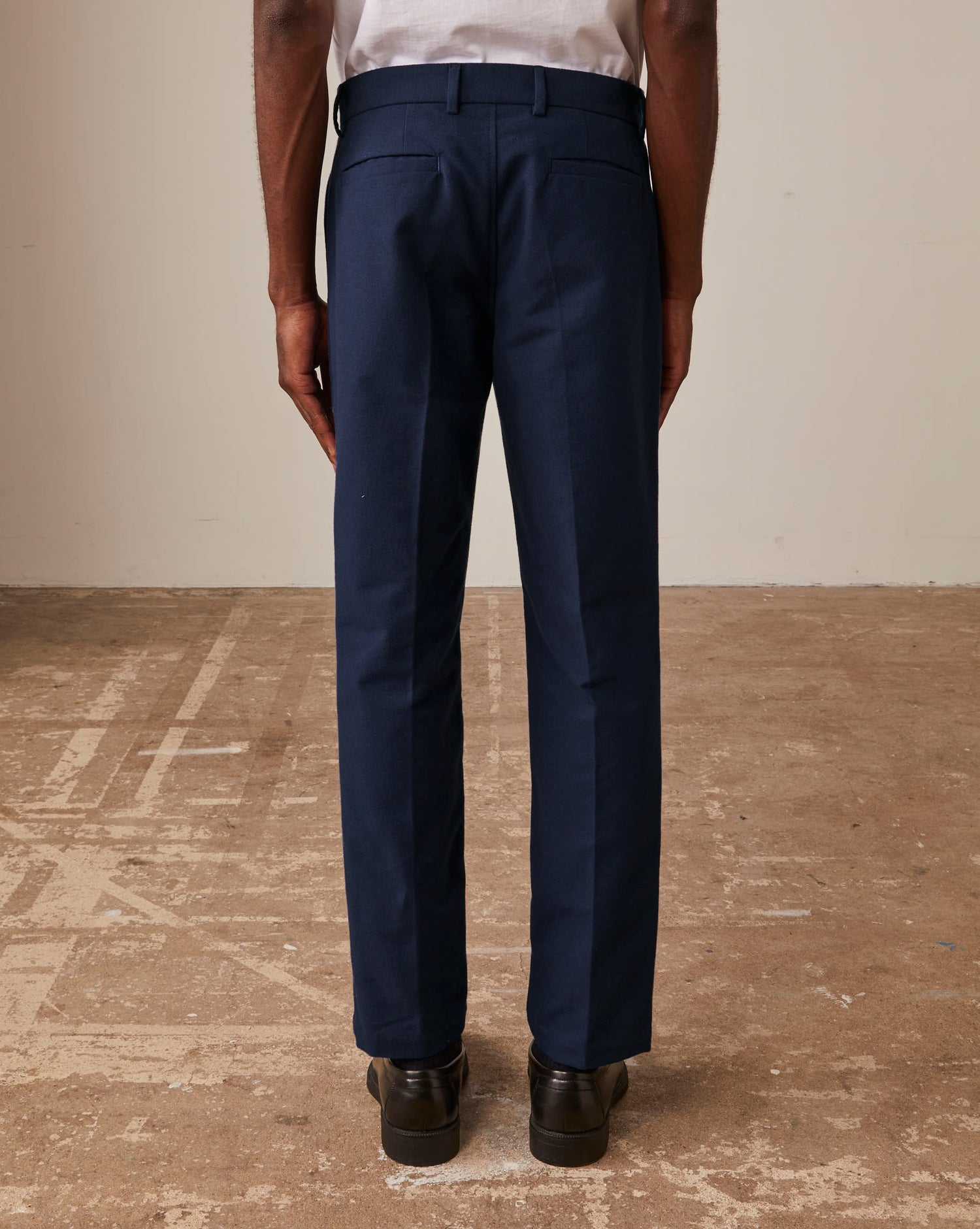 Navy cotton flannel Driss chinos