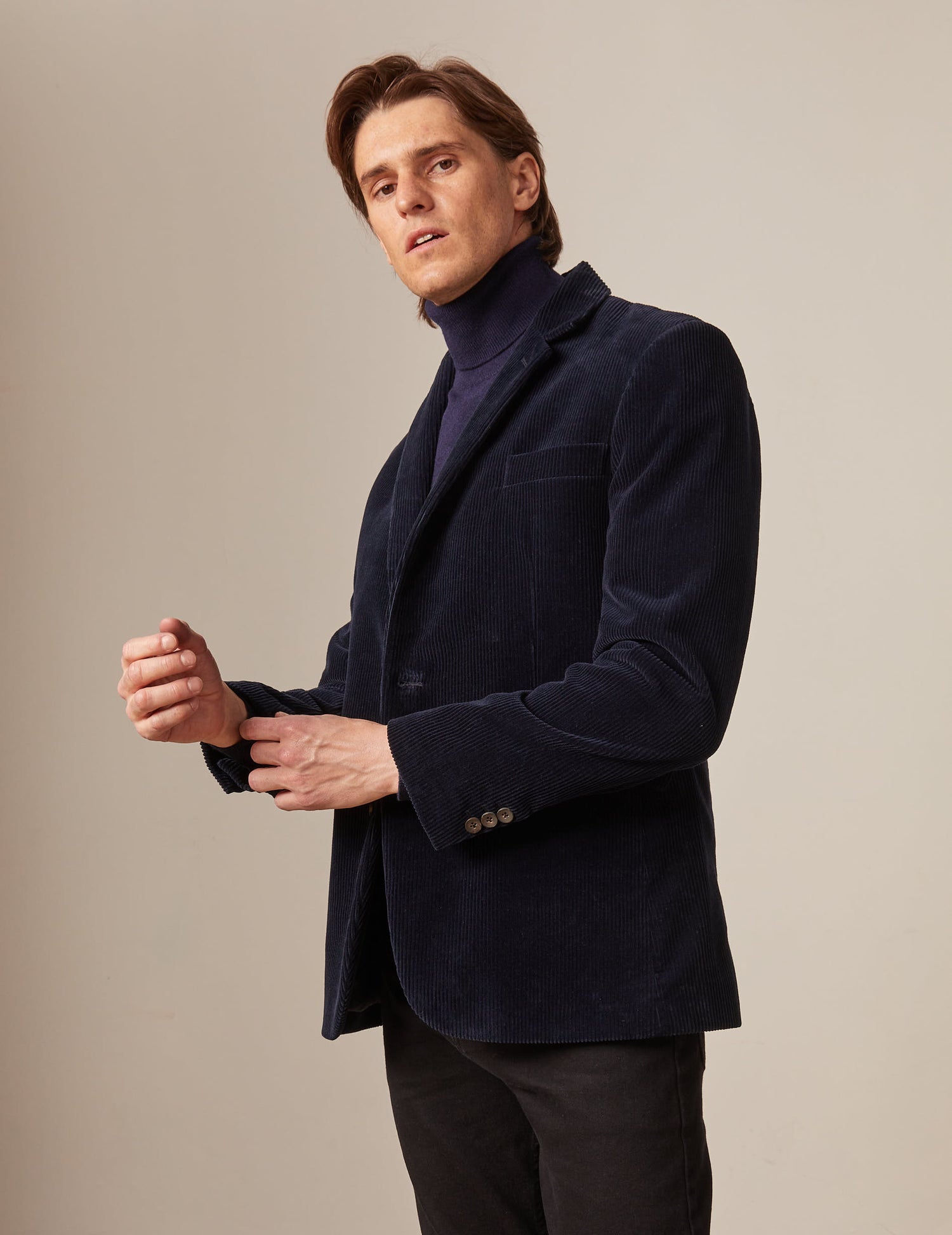 Navy velvet Gabin blazer