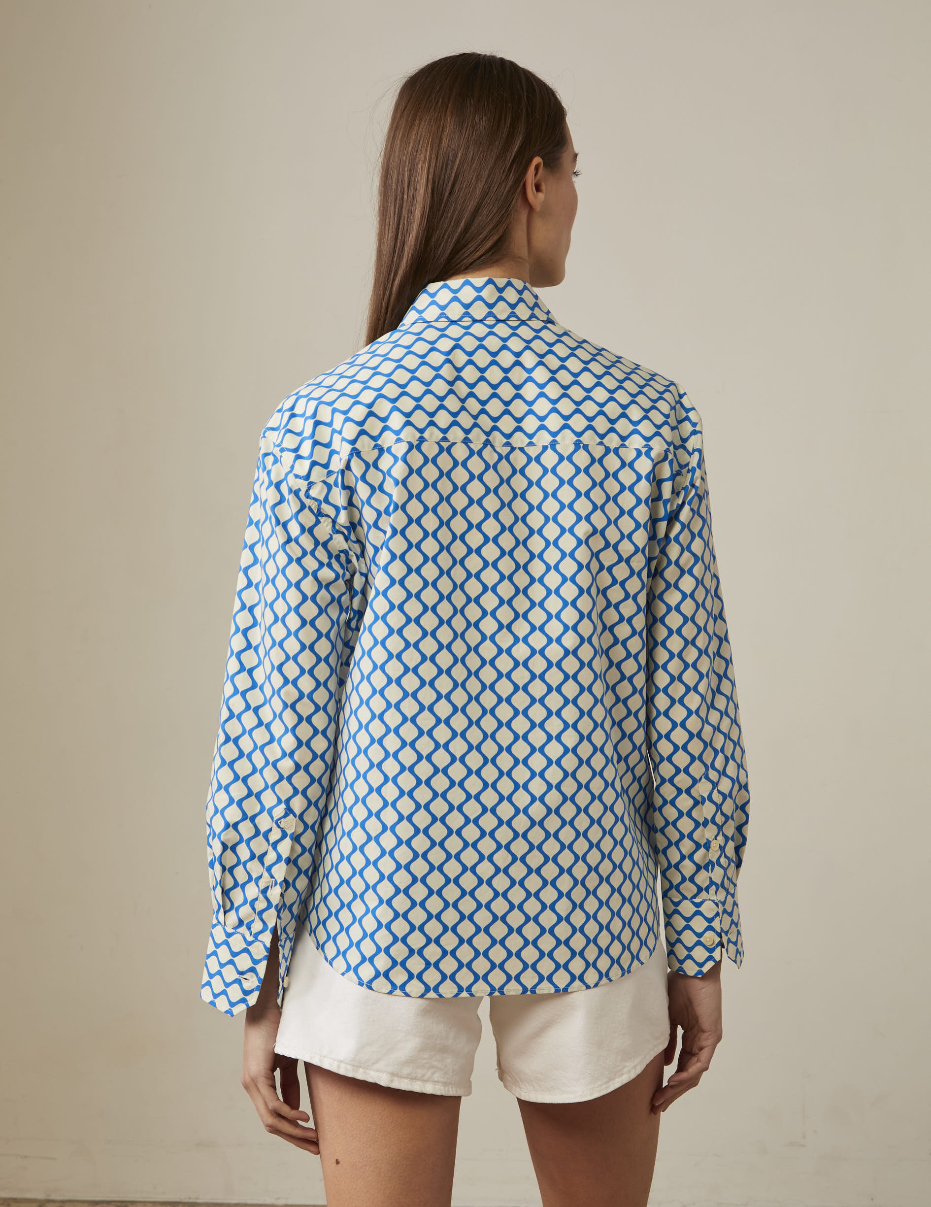 Printed blue Ambre shirt - Poplin - Shirt Collar