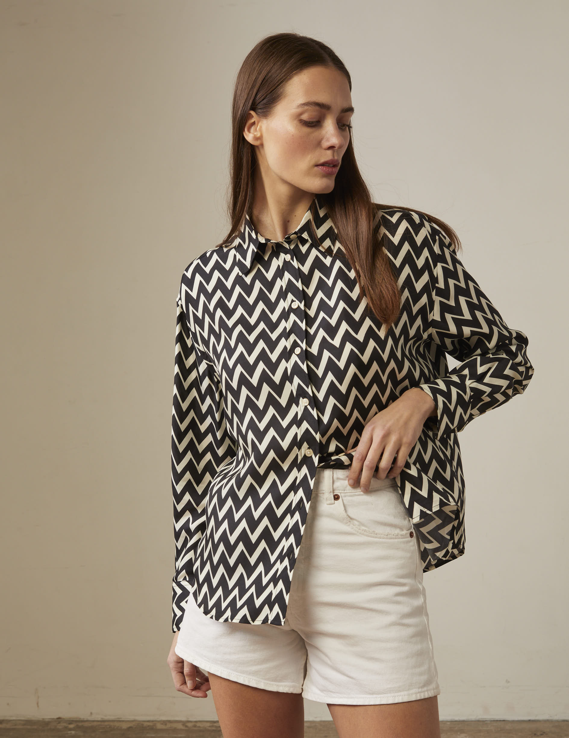 Printed black Ambre shirt - Silk - Shirt Collar