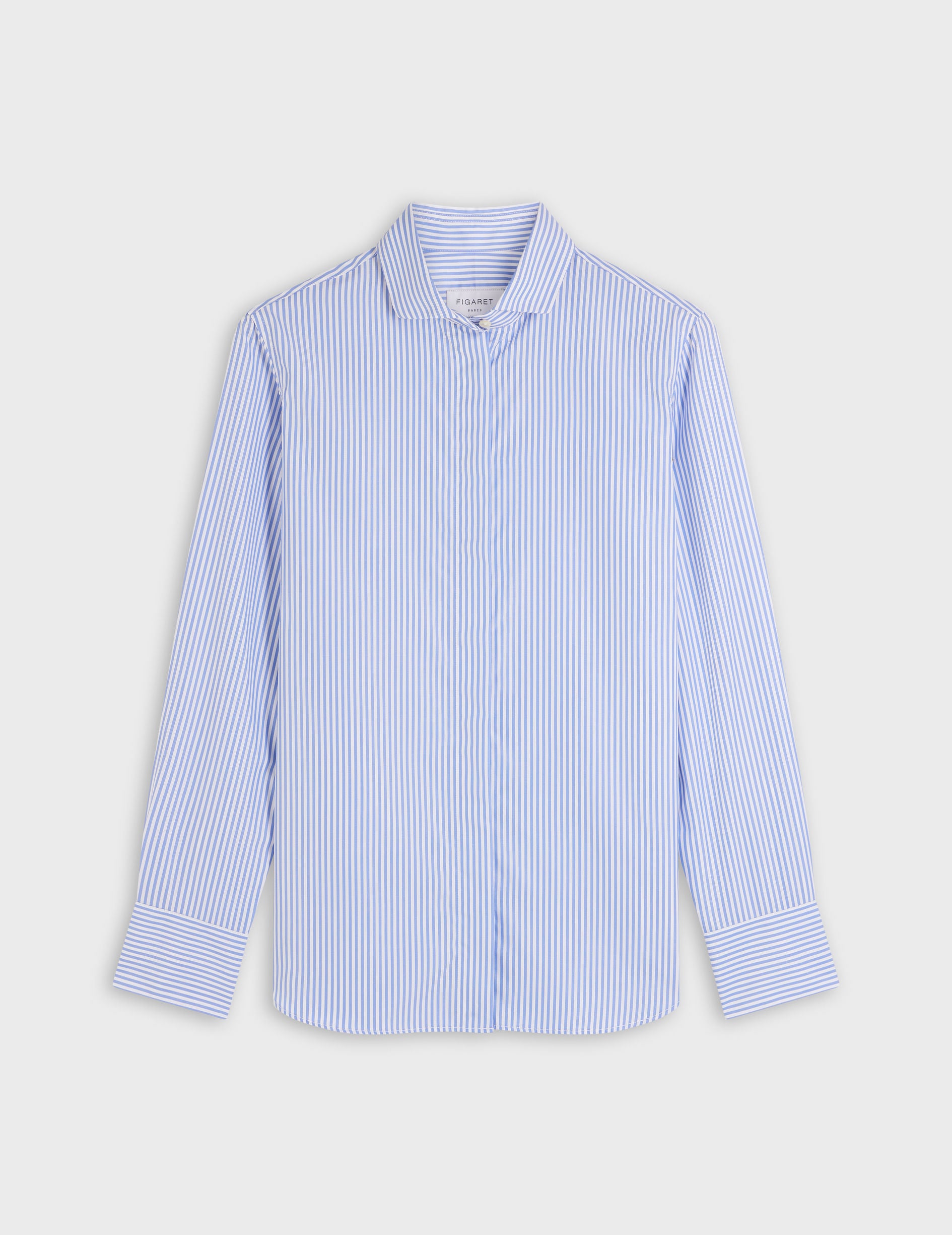 blue Striped hidden buttons placket Caroline shirt