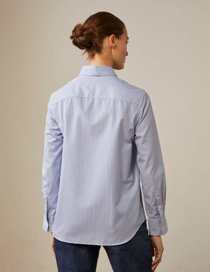 Striped blue Caroline hidden throat shirt