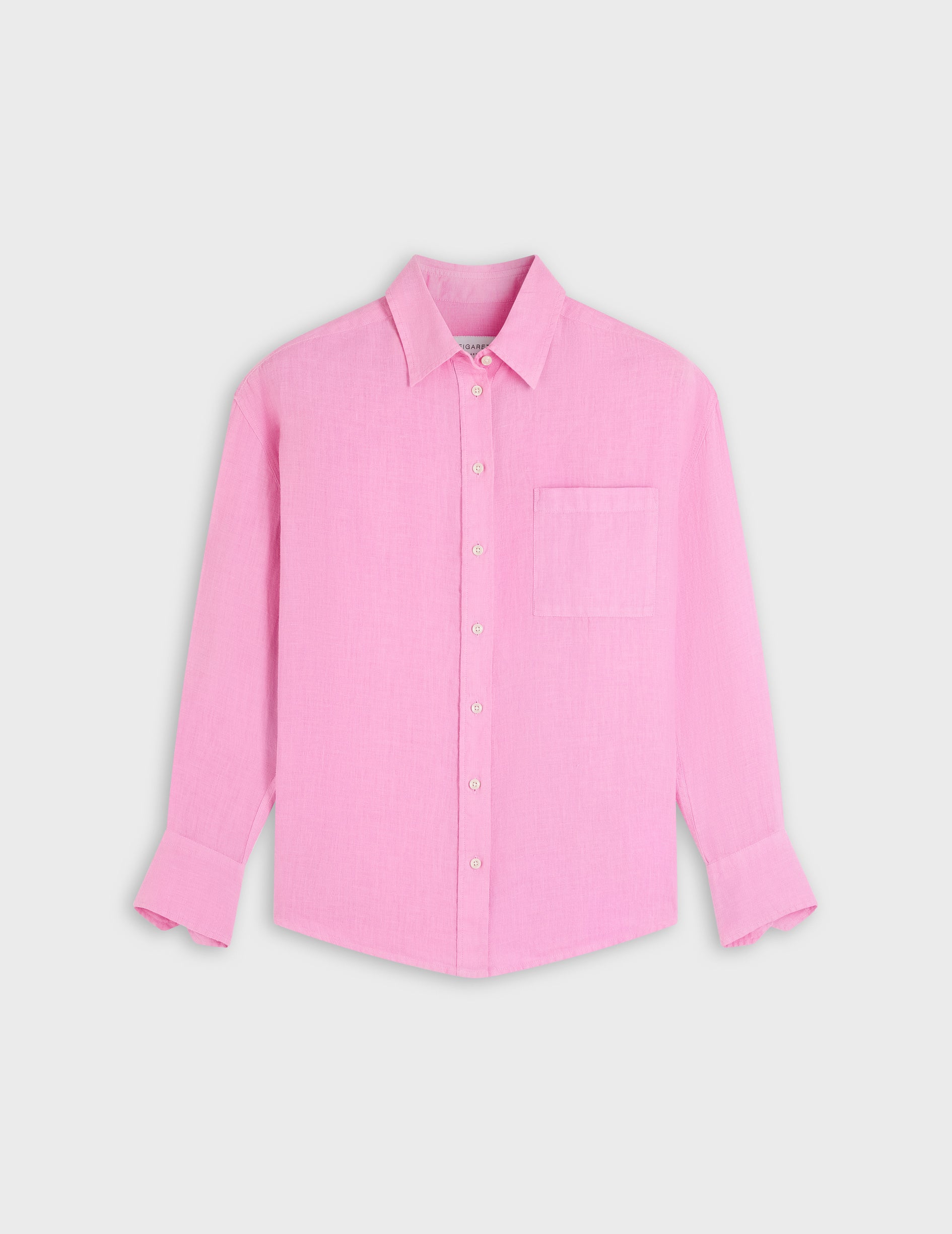 Charlotte shirt in pink linen - Linen - Shirt Collar