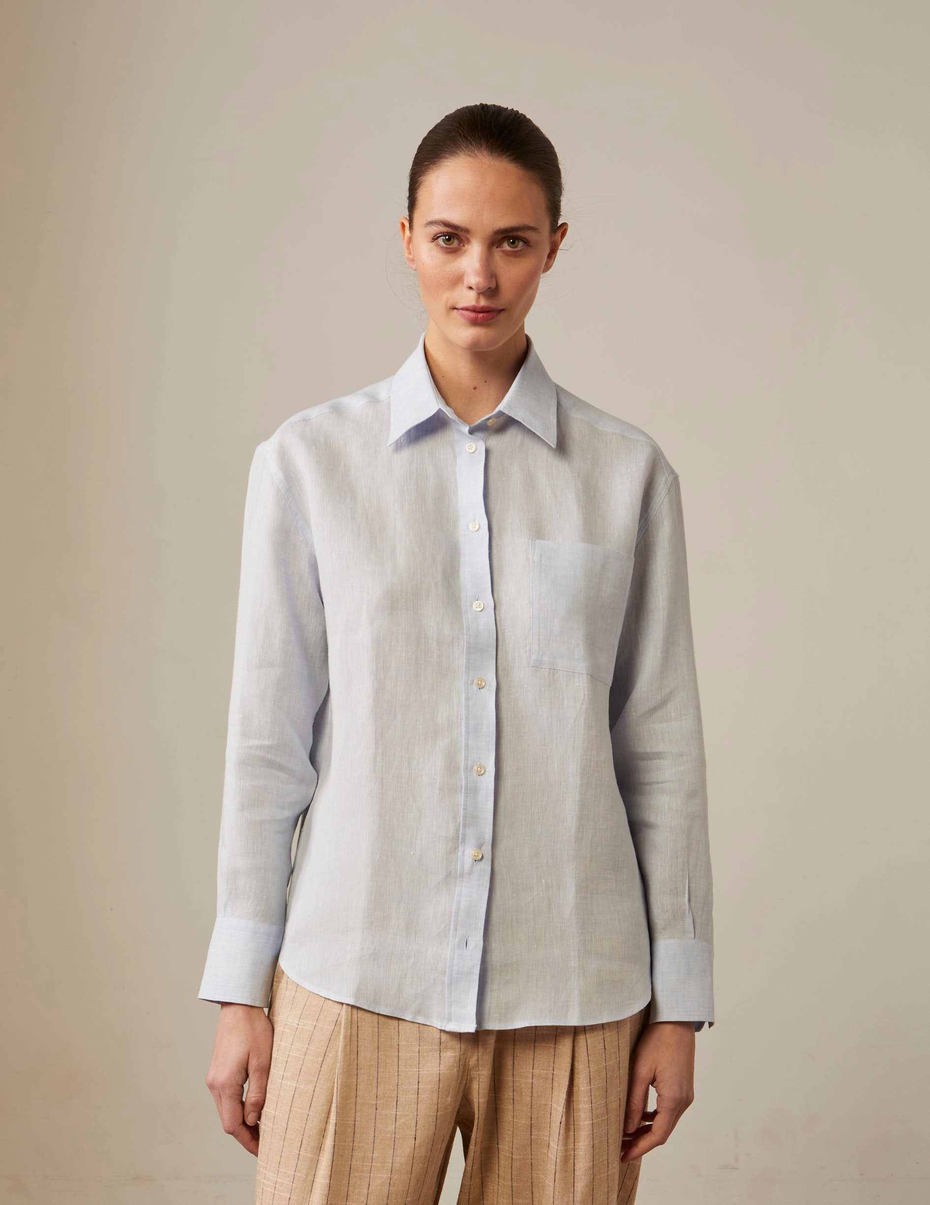 Blue Charlotte linen shirt - Linen - Shirt Collar