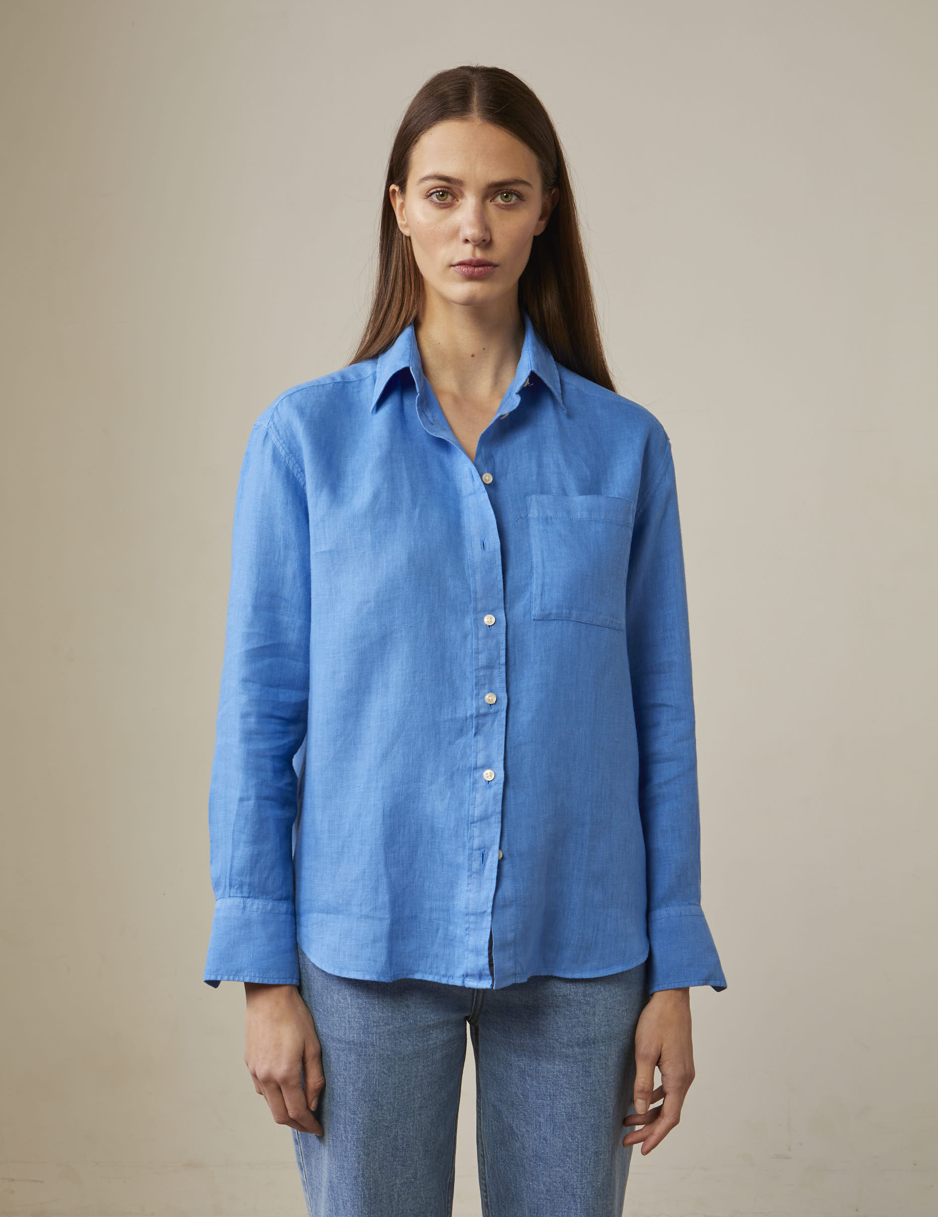 Charlotte blue linen shirt - Linen - Shirt Collar