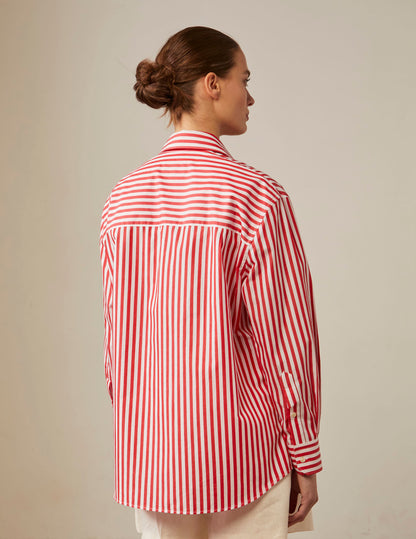 Oversized red striped Delina shirt