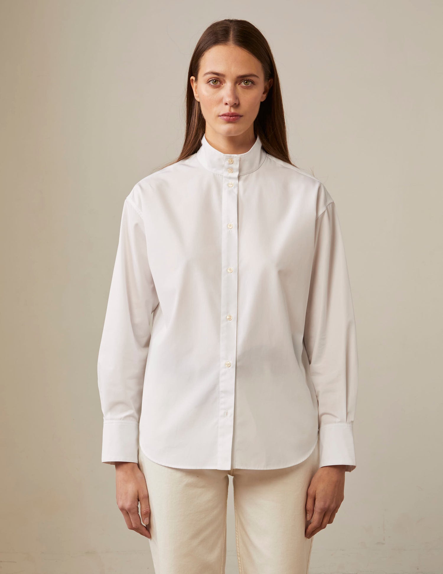 White Hanaée shirt - Poplin - Right amount Collar#2