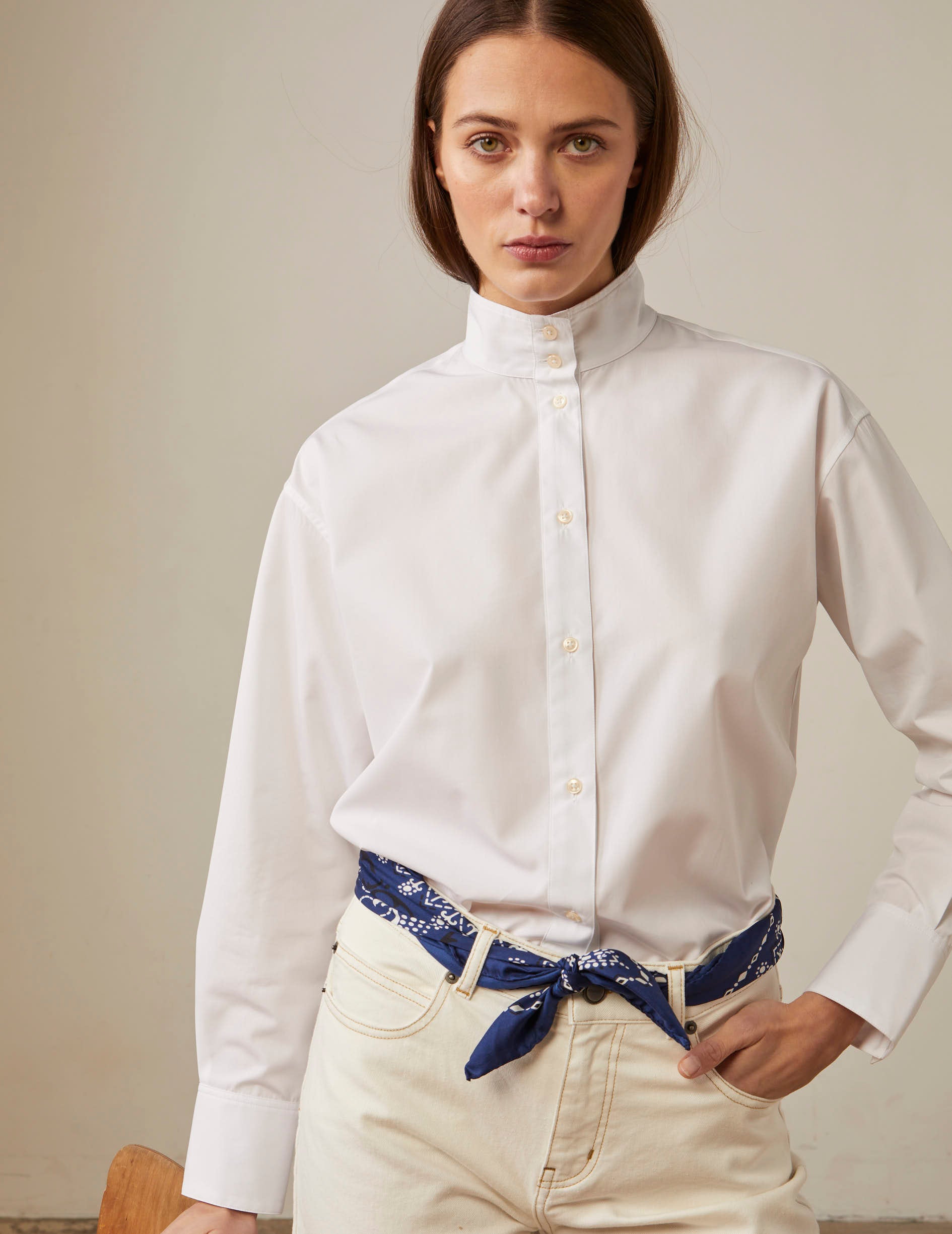 White Hanaée shirt - Poplin - Right amount Collar