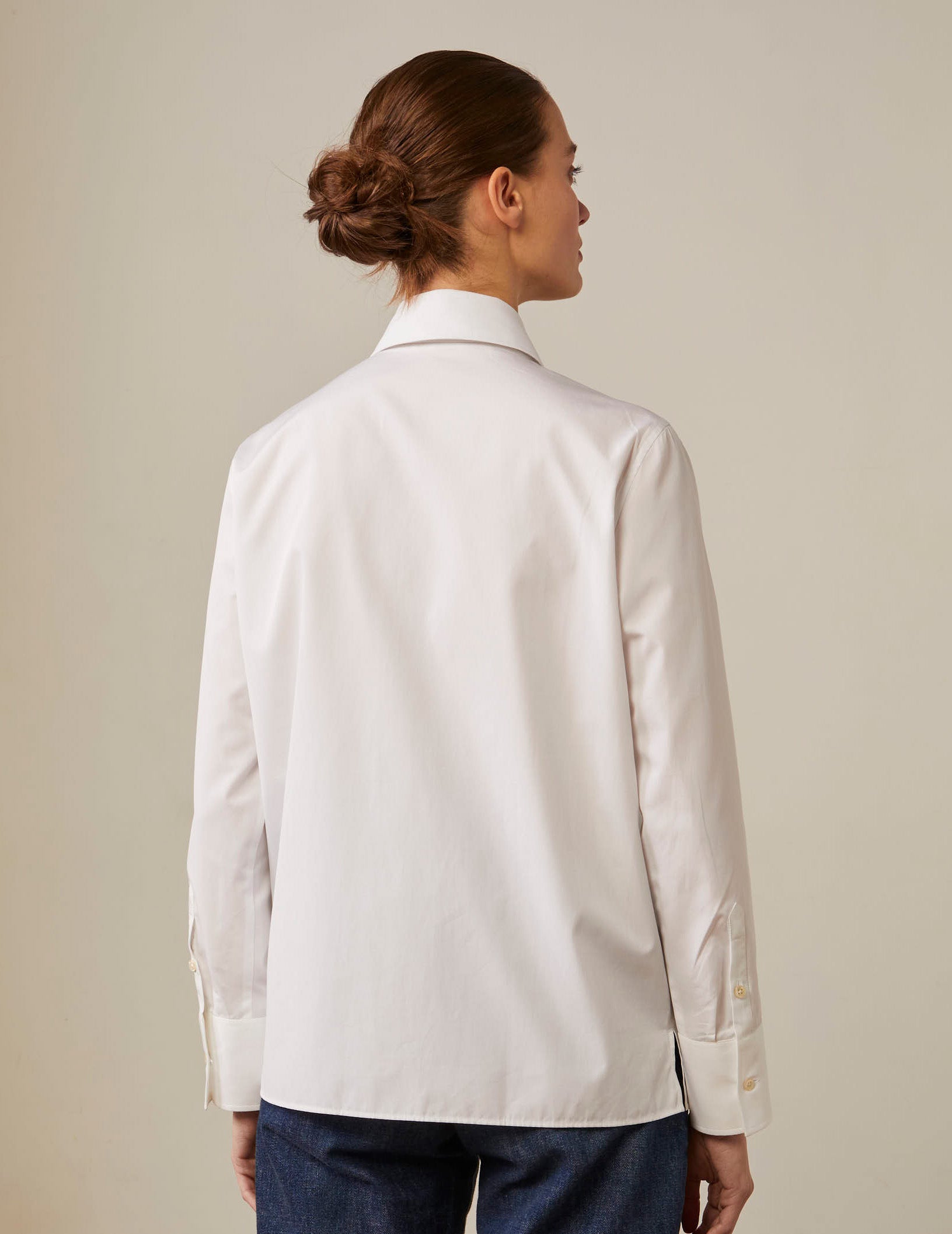 White Hannie shirt - Poplin - Long Collar