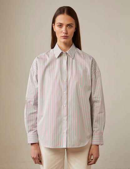 Oversized striped green Helina shirt