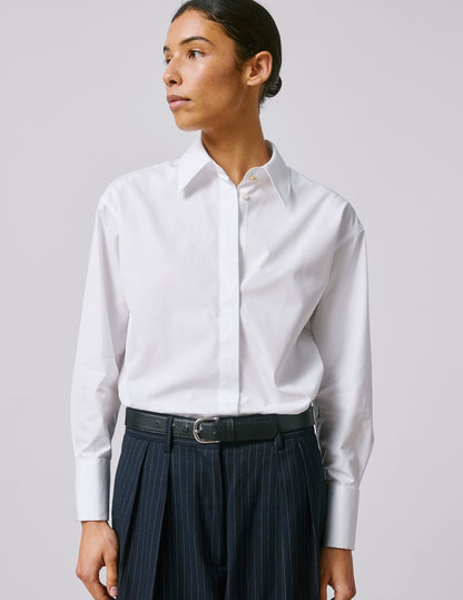 White hidden buttons placket Hillie Shirt
