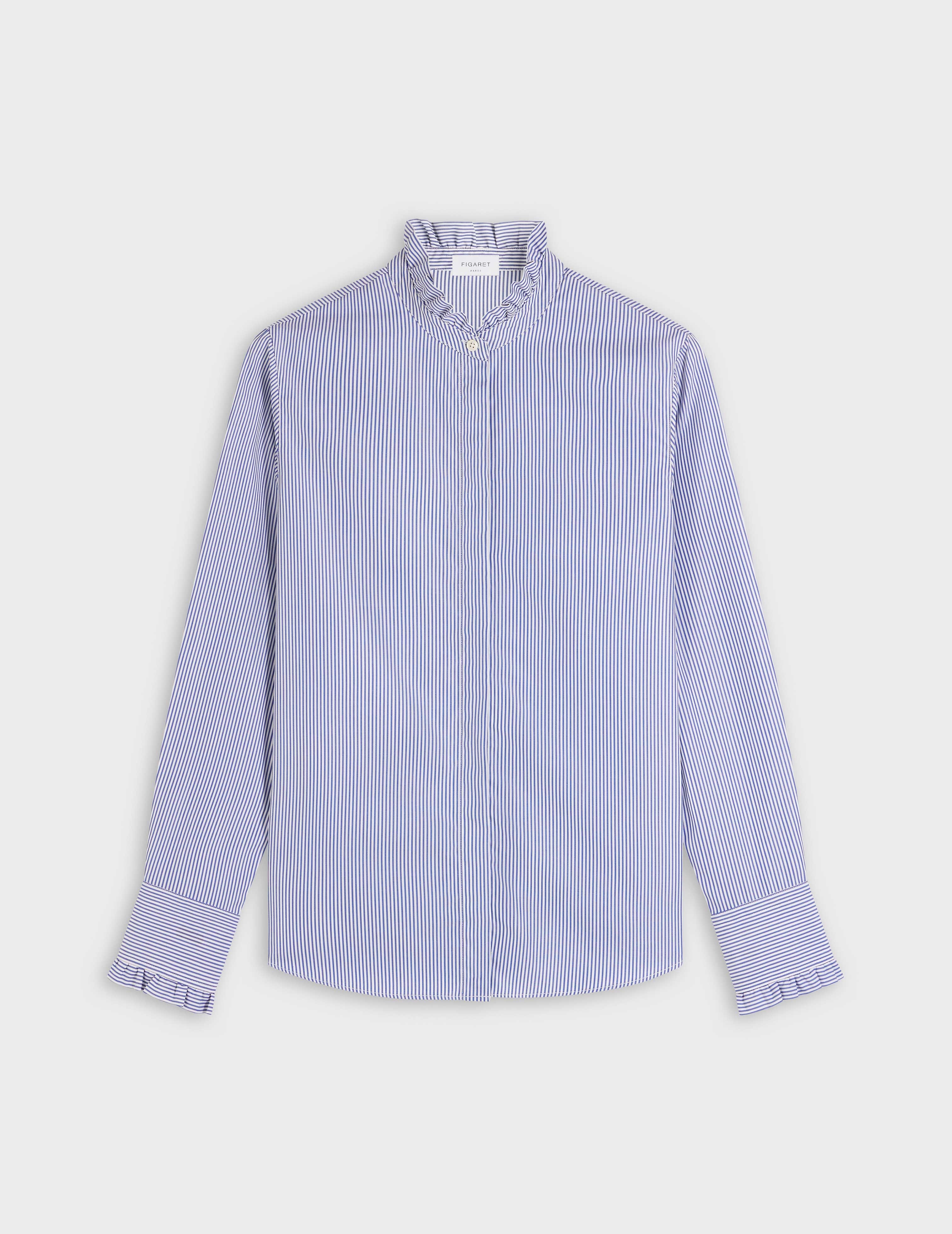 Striped blue Louison hidden buttons placket shirt