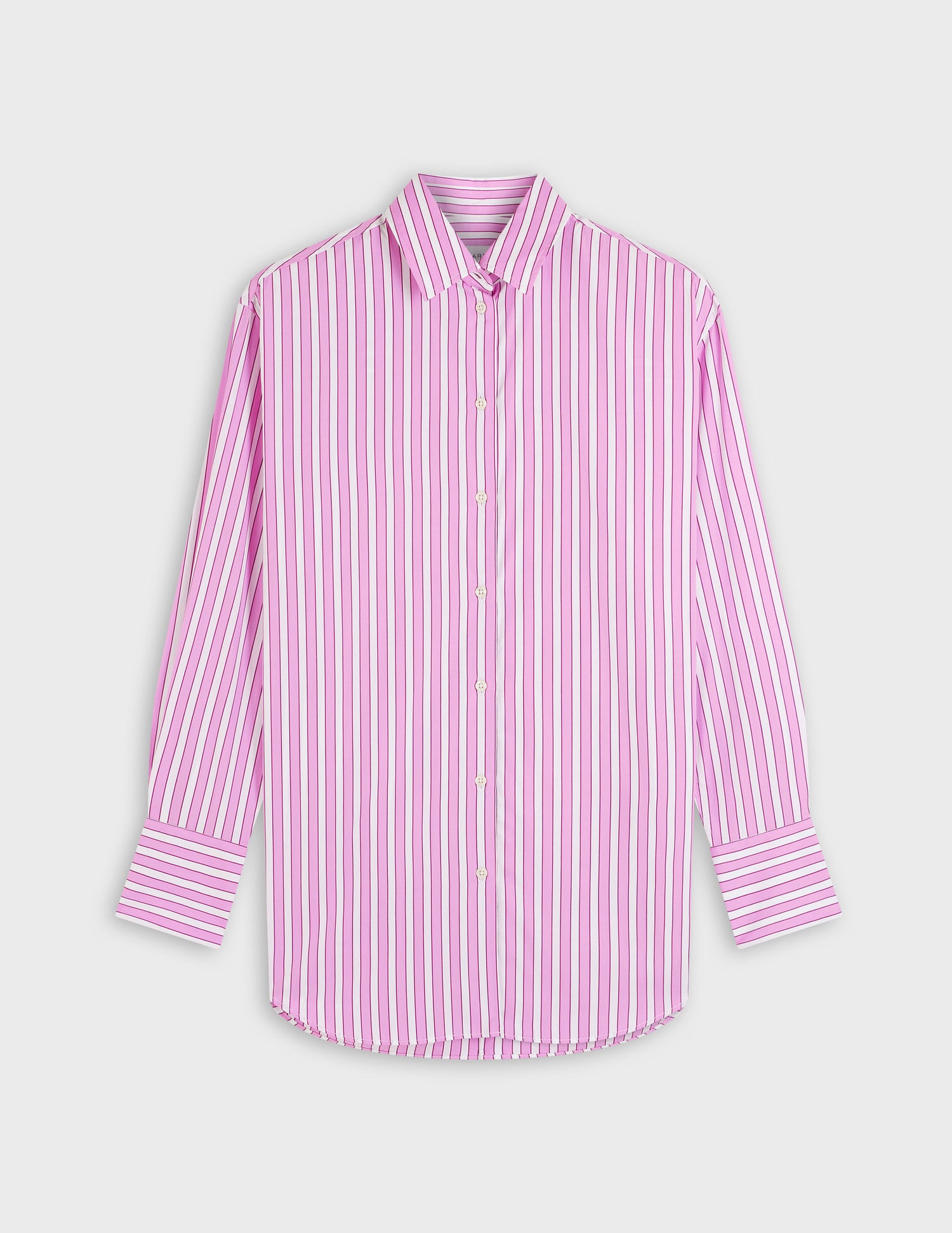 Oversized striped pink Mathilde shirt - Poplin - Shirt Collar