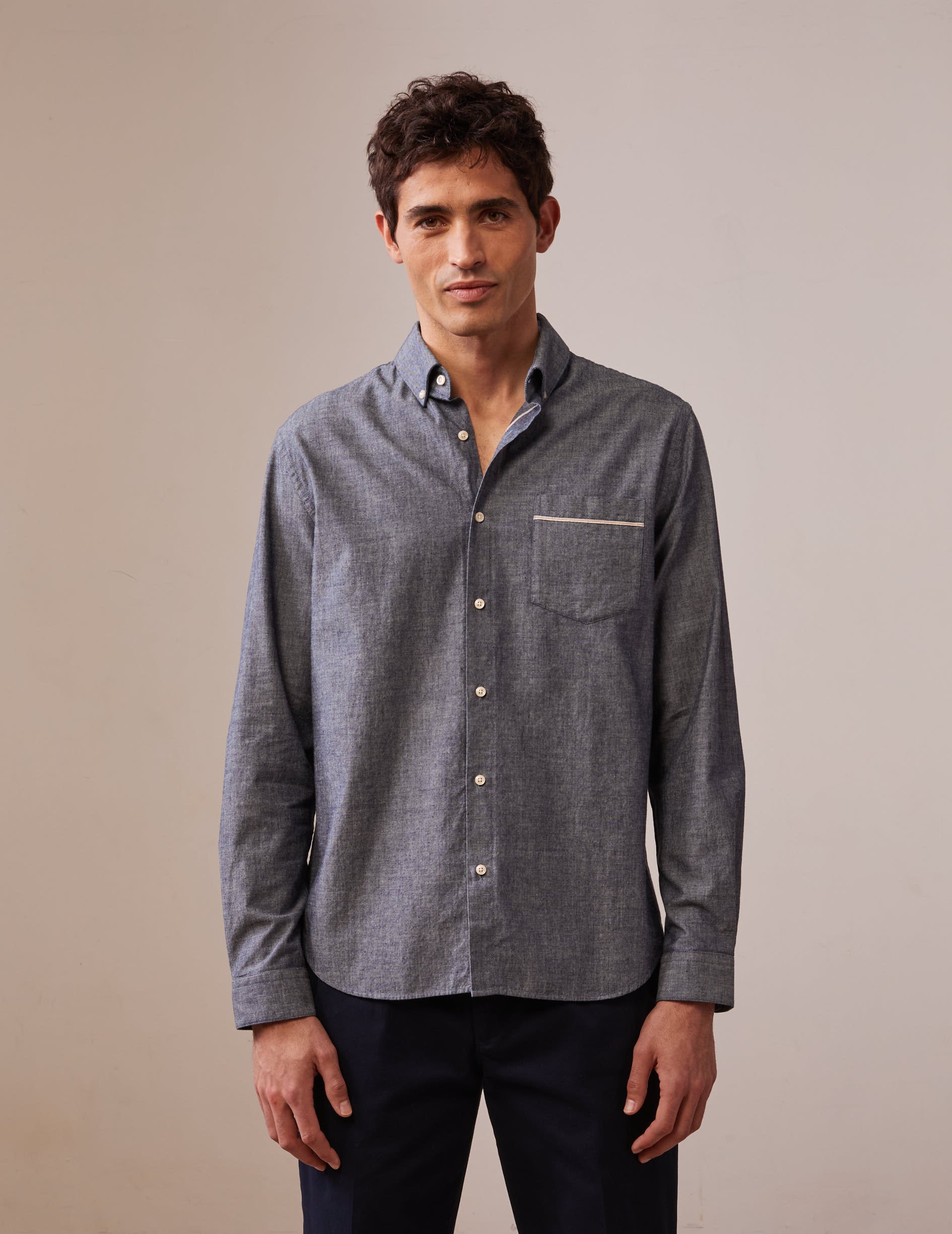 Amaury shirt in blue denim - Chambray - American Collar