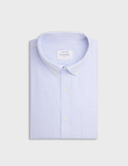 Classic short sleeve blue check shirt