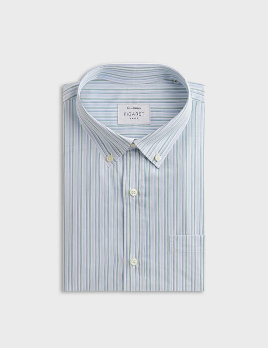 Classic striped green shirt - Poplin - American Collar