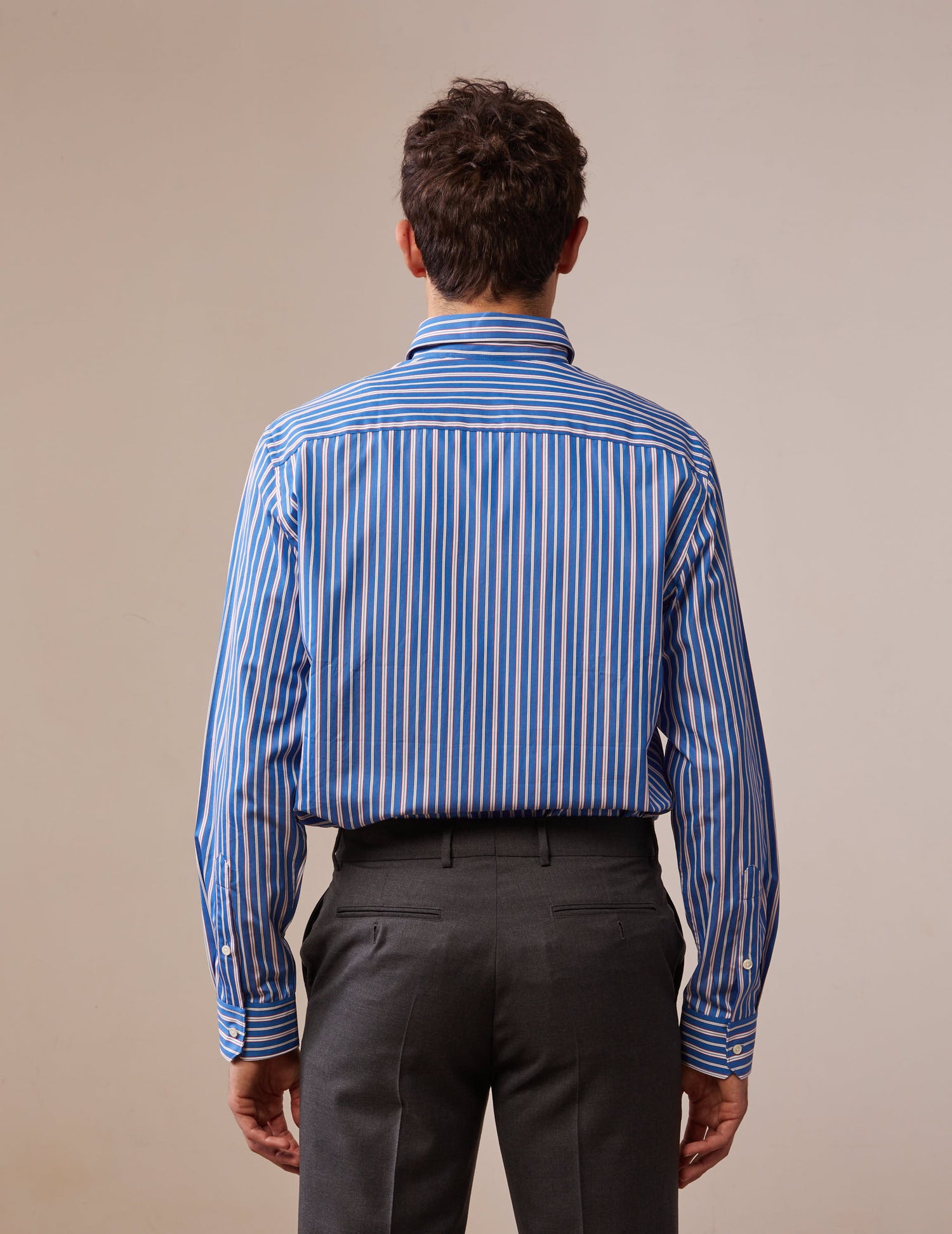 Striped blue semi-fitted shirt - Poplin - American Collar#4