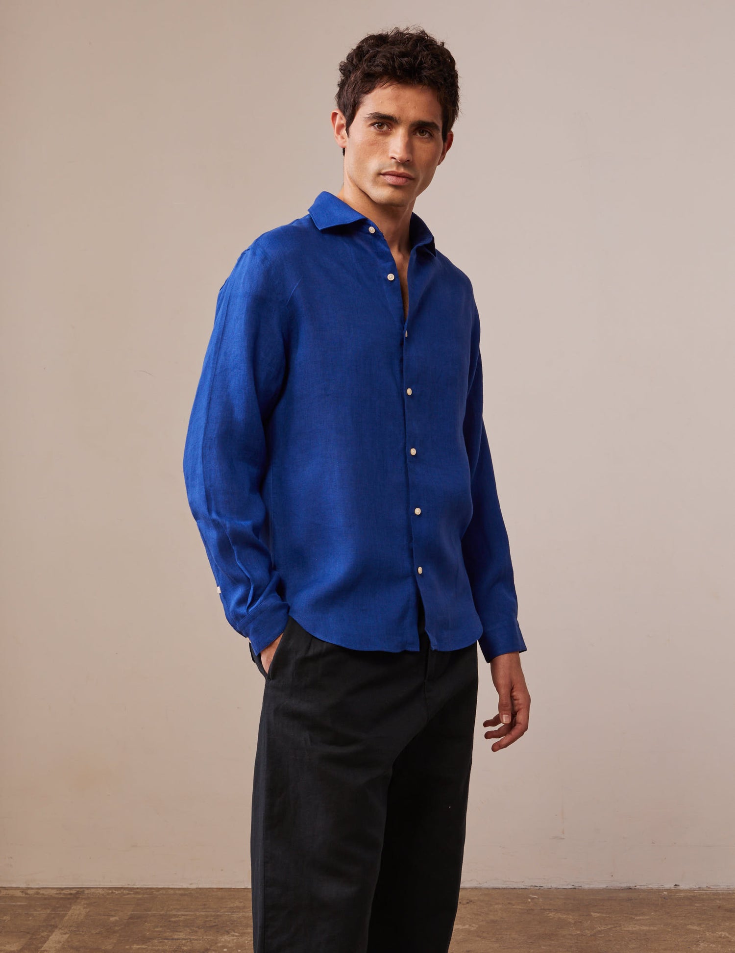 Aristote blue linen shirt - Linen - Italian Collar#3