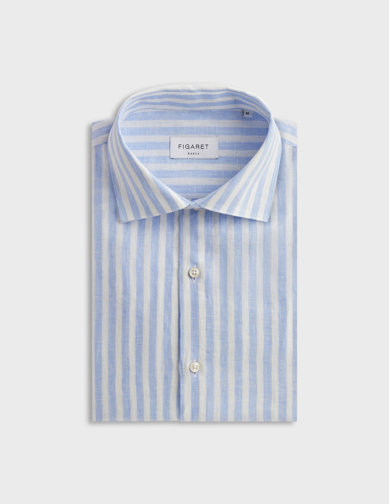Aristote striped shirt in light blue linen - Linen - Italian Collar#4