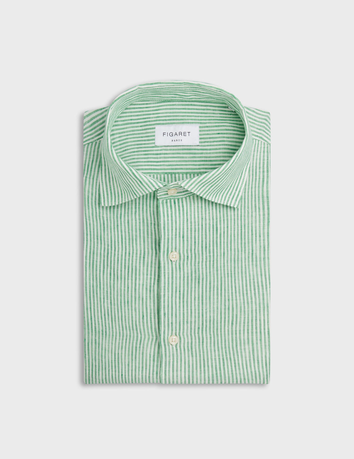 Aristote shirt in green striped linen - Linen - Italian Collar#4
