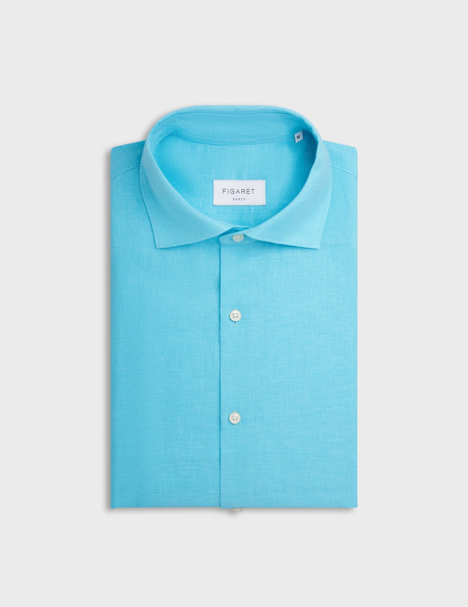 Aristote shirt in turquoise linen - Linen - Italian Collar#4