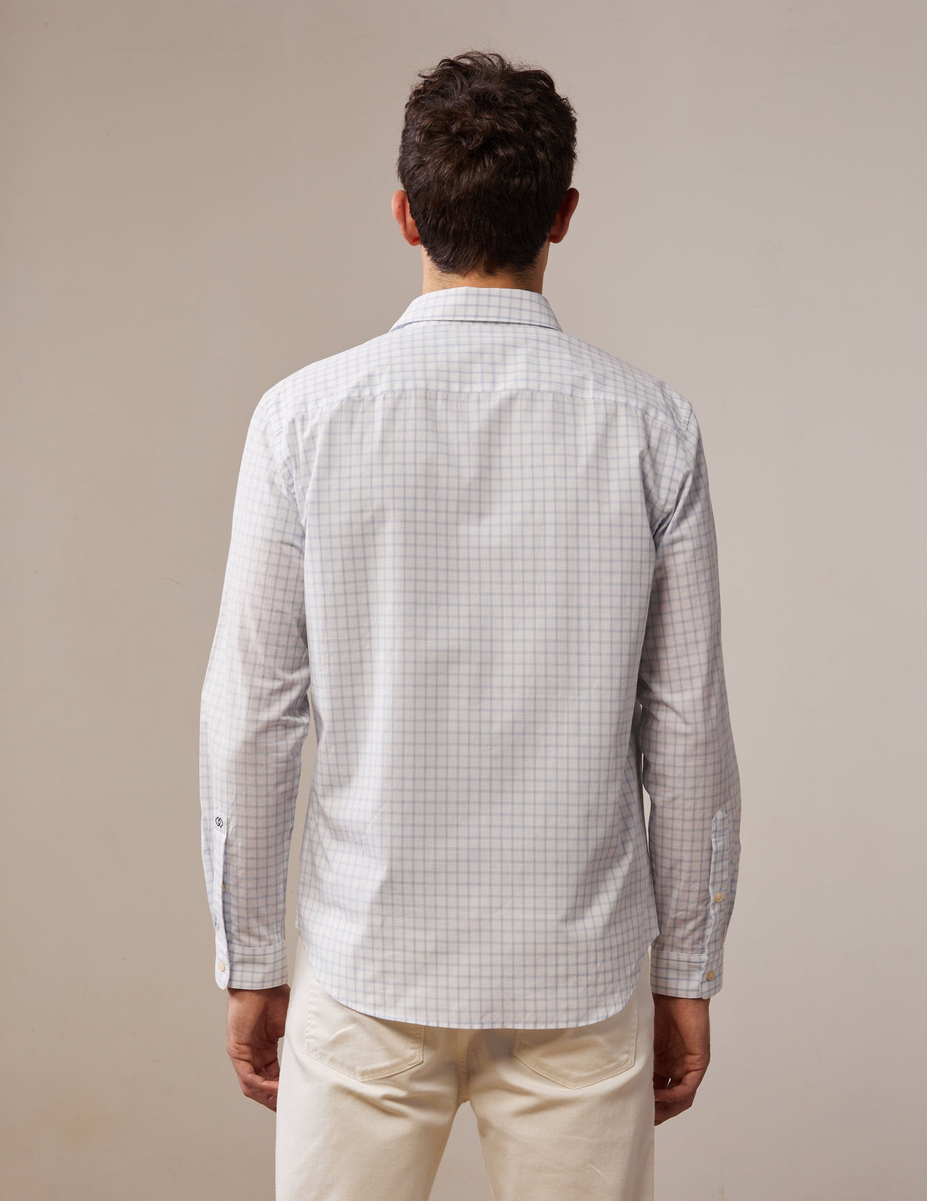 Light blue check Auguste shirt - Poplin - French Collar