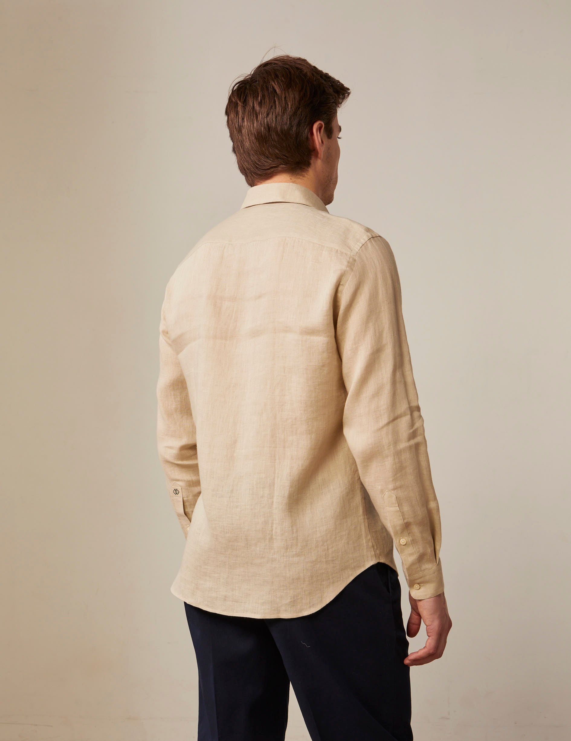 Auguste shirt in beige linen - Linen - French Collar