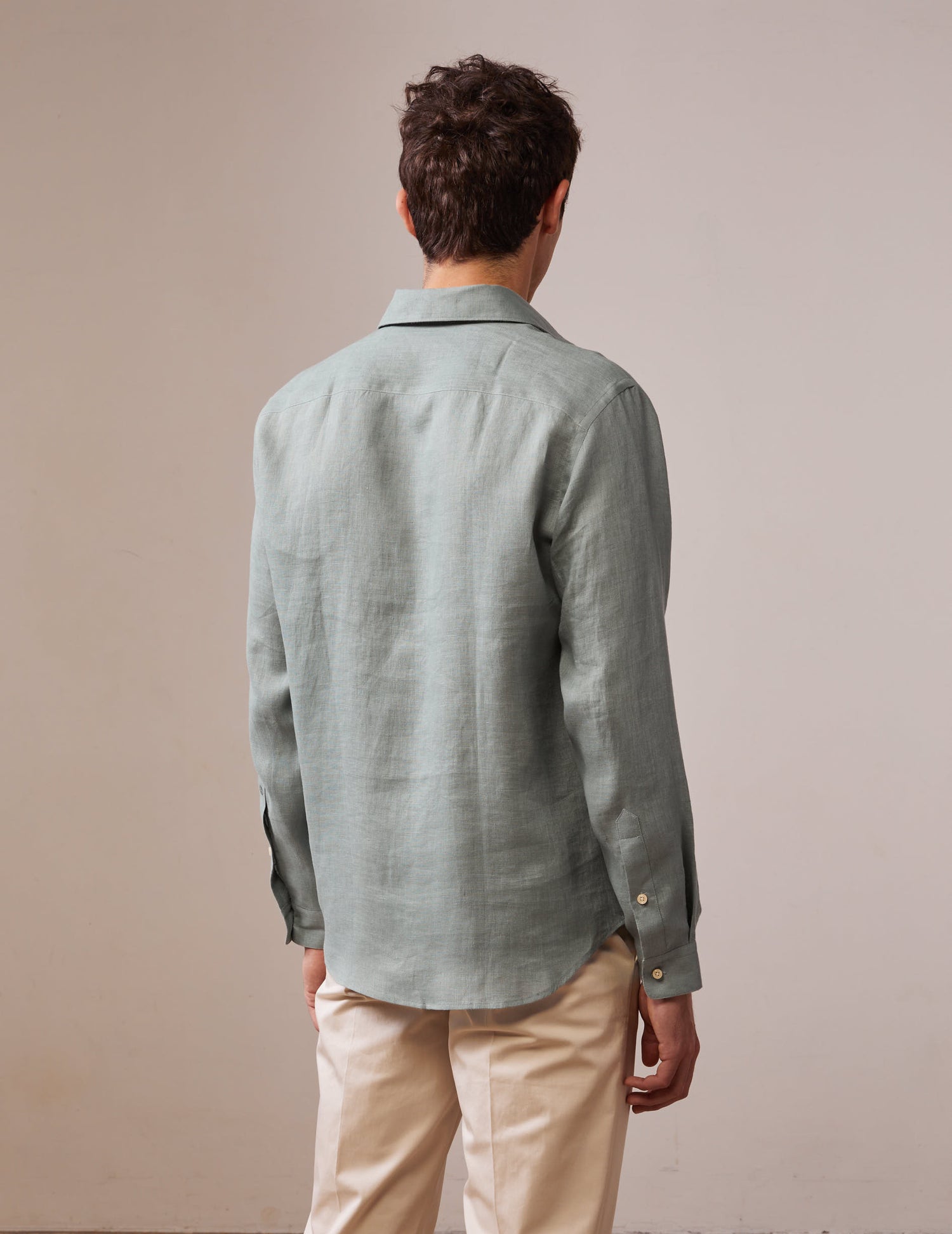 Auguste shirt in sage linen - Linen - French Collar#2