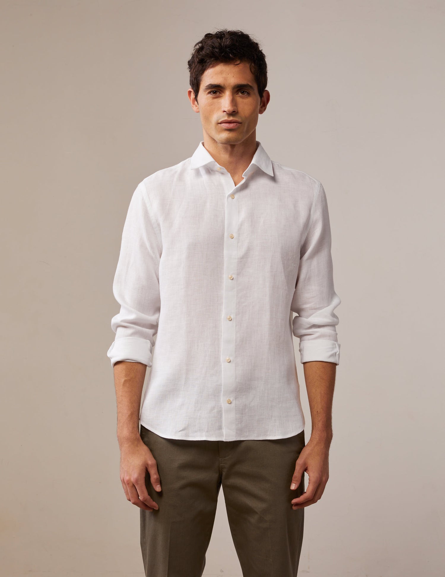 Auguste white linen shirt - Linen - French Collar#3