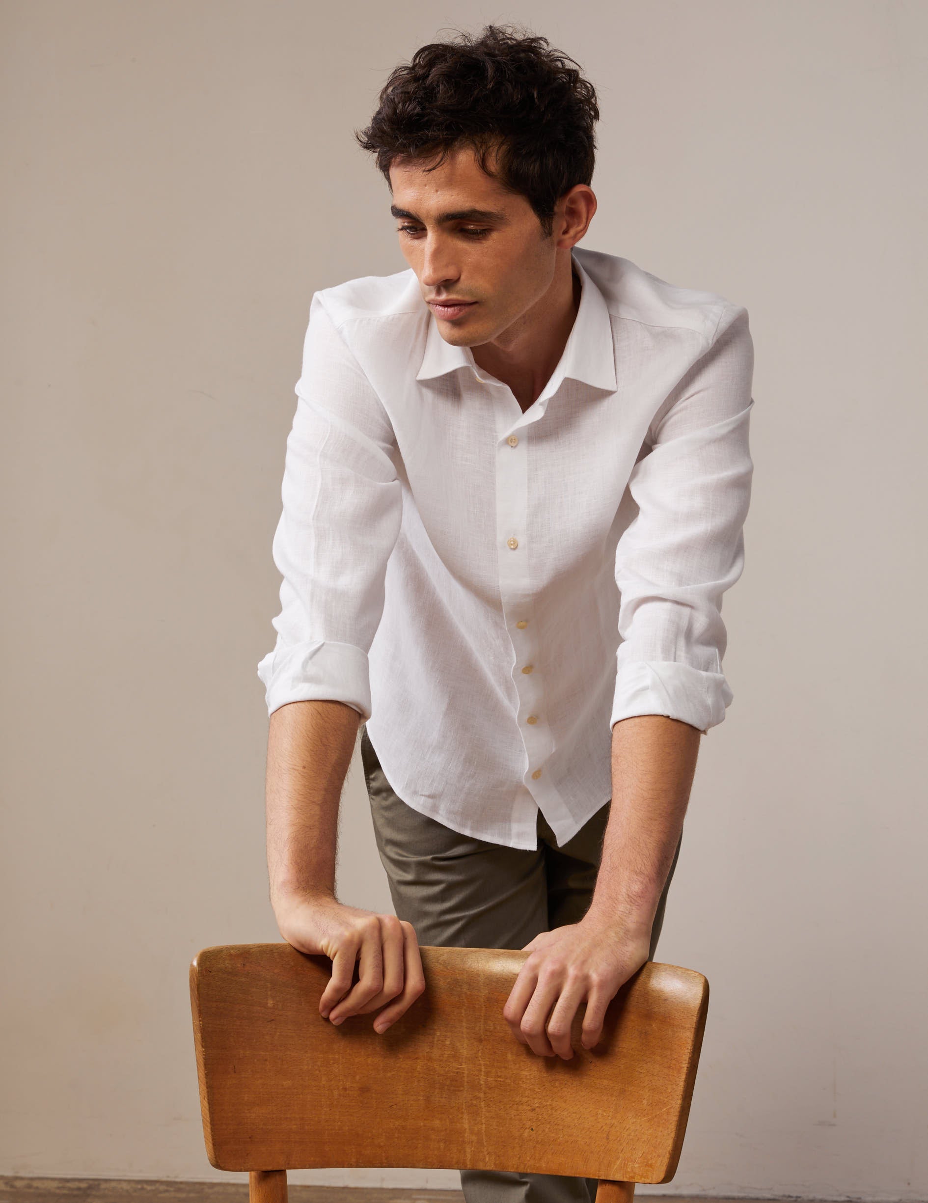 Auguste white linen shirt - Linen - French Collar