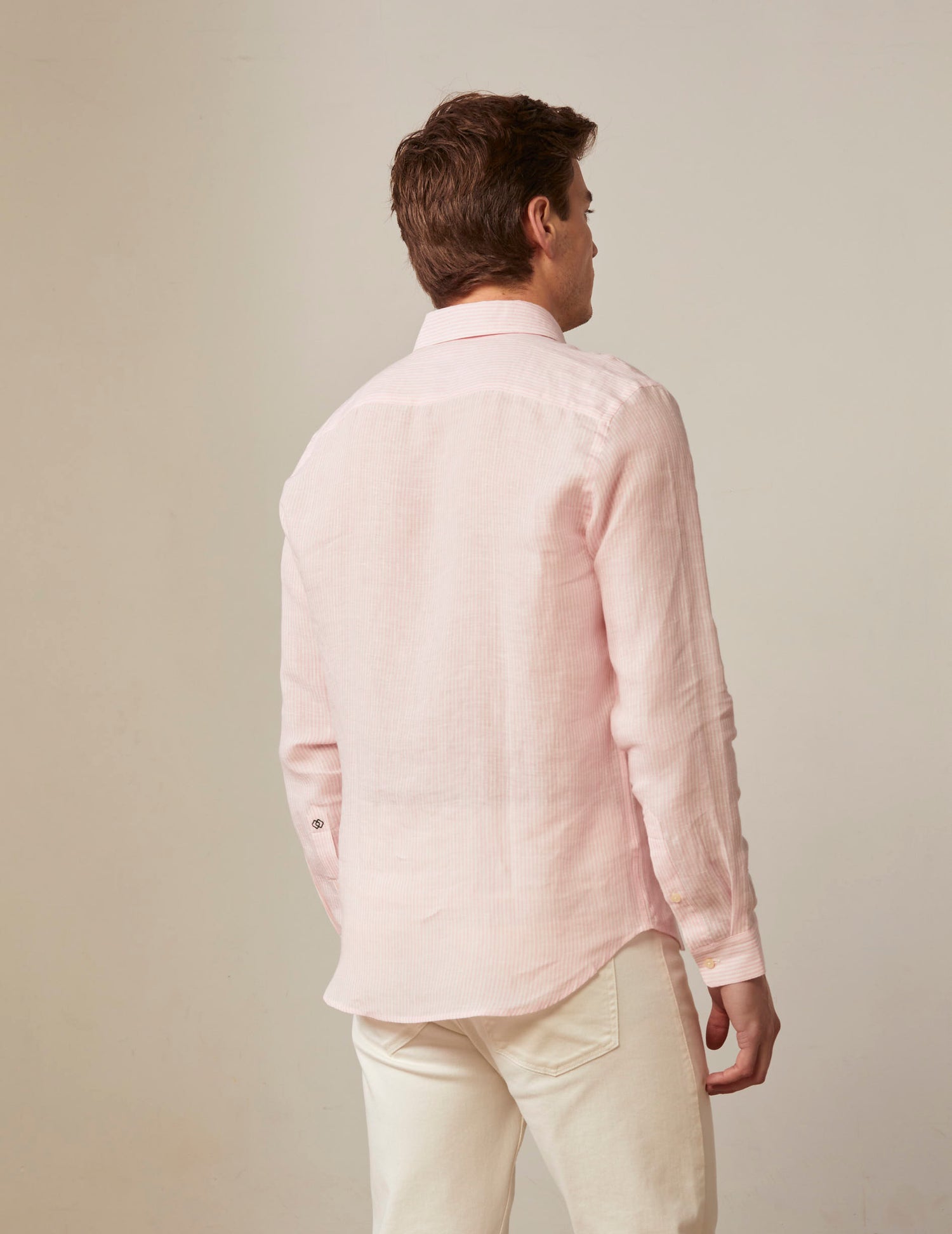 Auguste pink striped linen shirt - Linen - French Collar#3