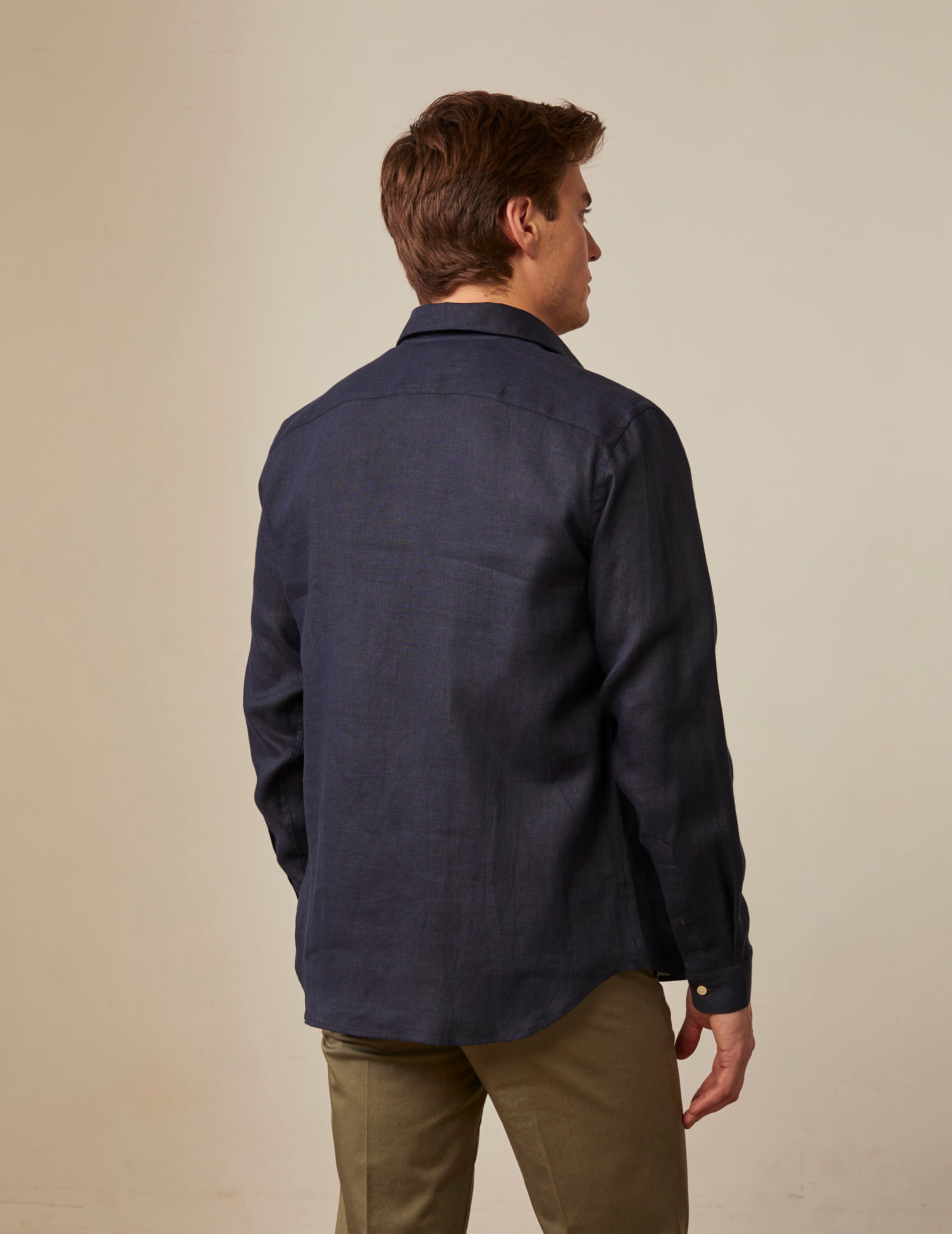 Auguste shirt in navy linen - Linen - French Collar