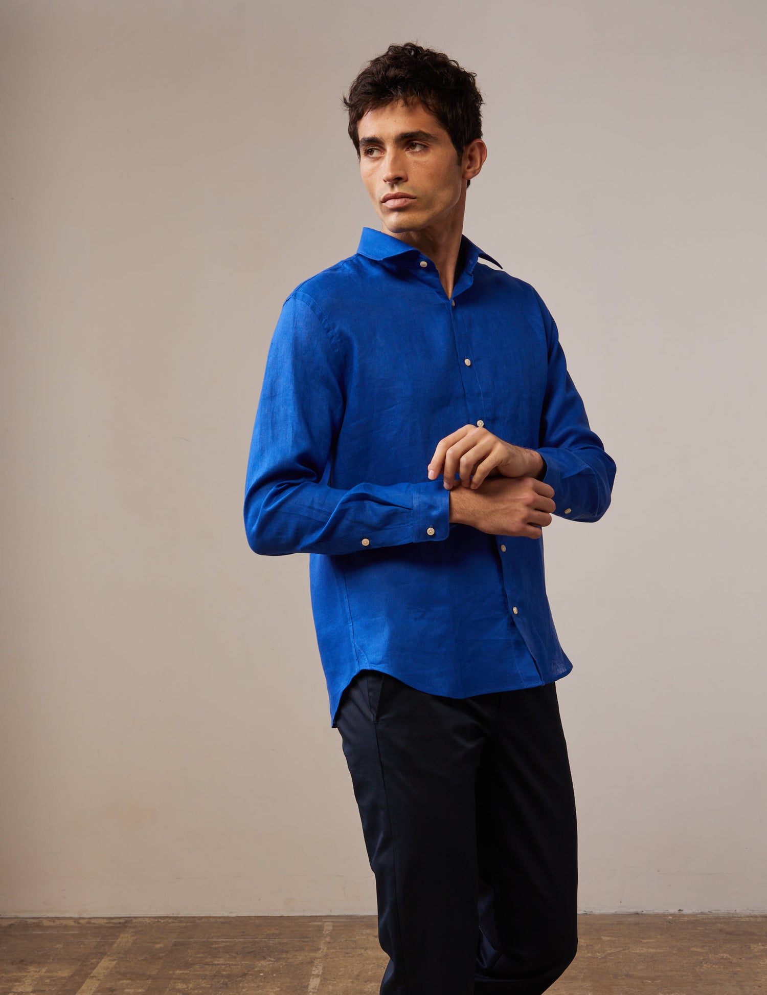 Auguste shirt in blue linen - Linen - French Collar#3