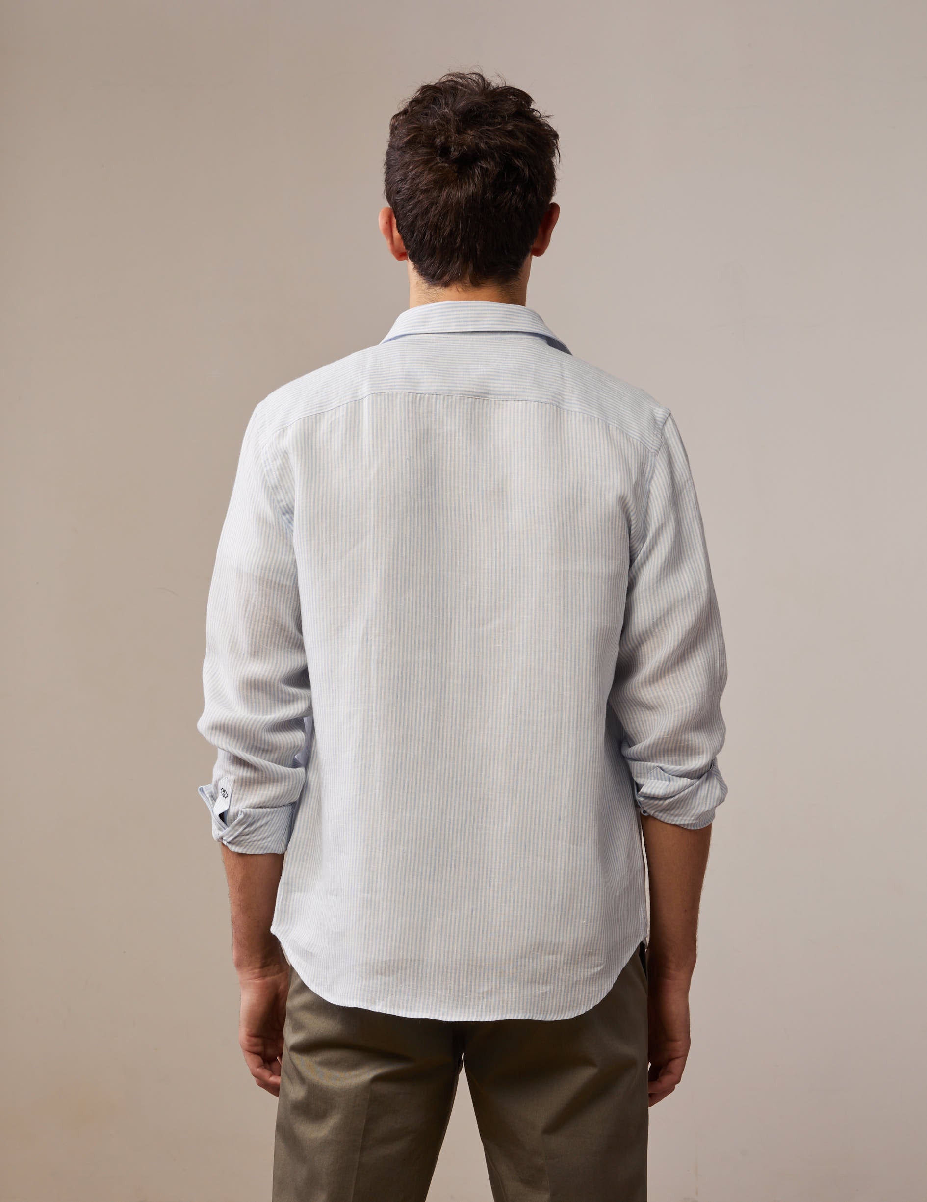  Auguste light blue linen shirt - Linen - French Collar