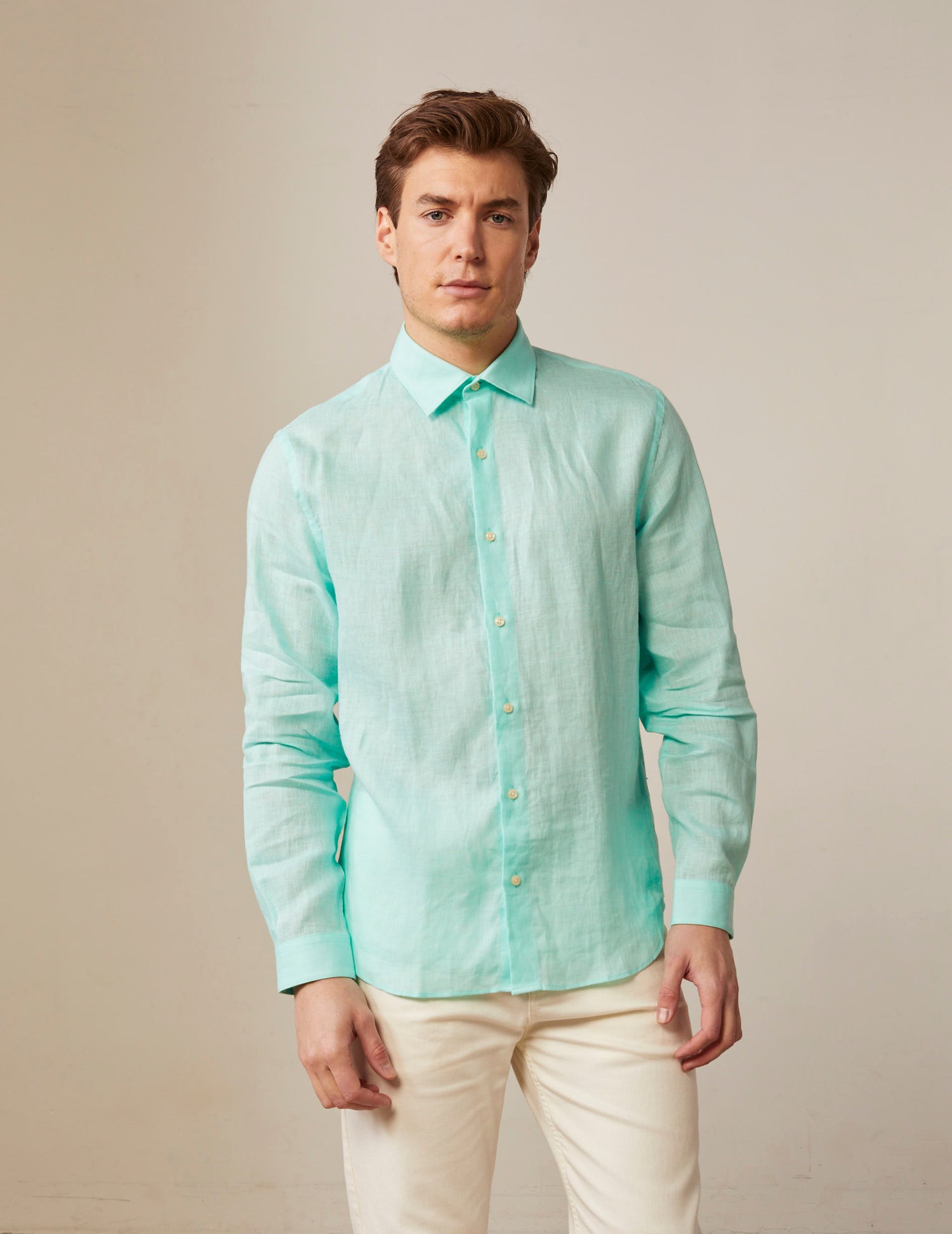 Auguste green linen shirt - Linen - French Collar#3