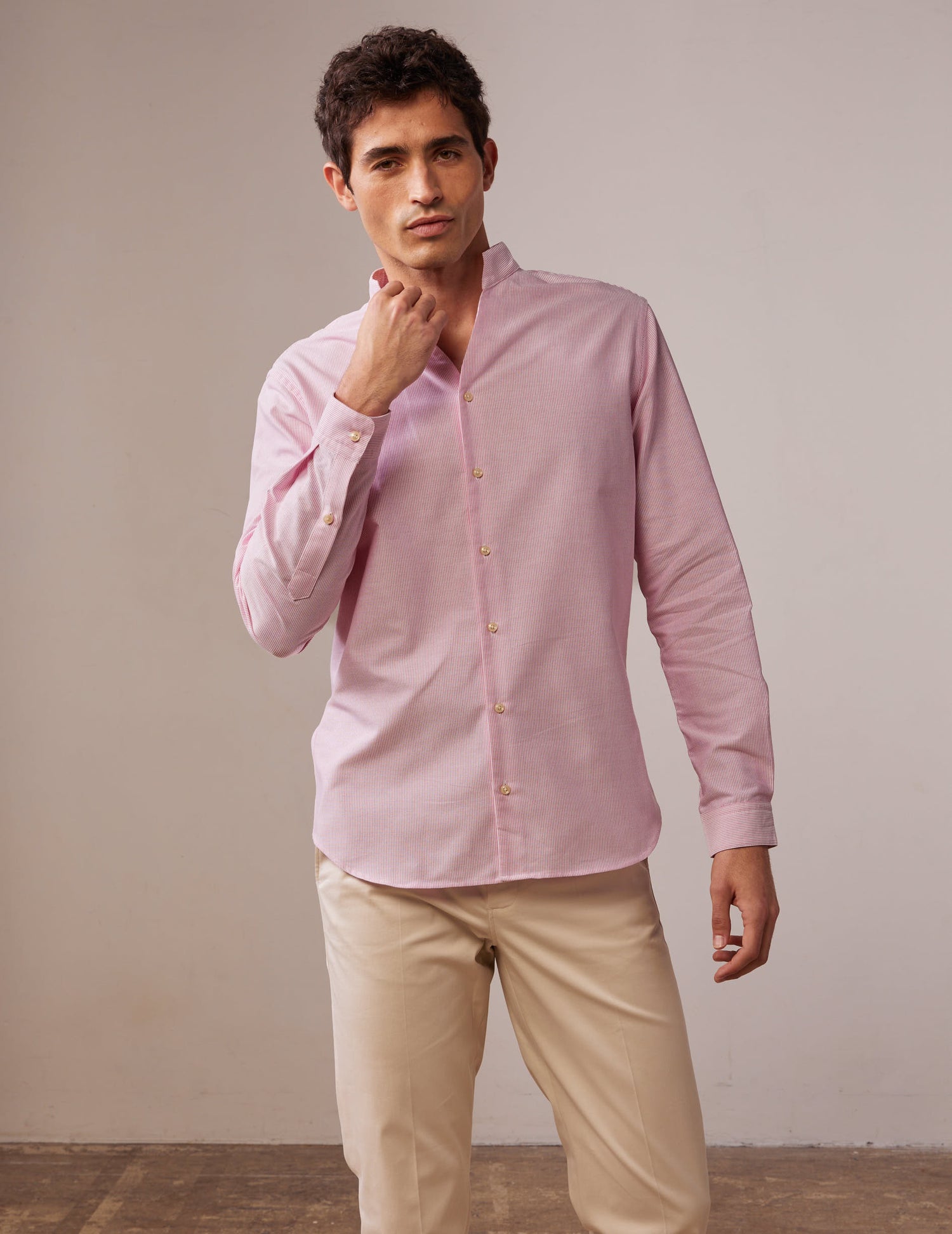 Striped pink Carl shirt - Oxford - Open straight Collar#3
