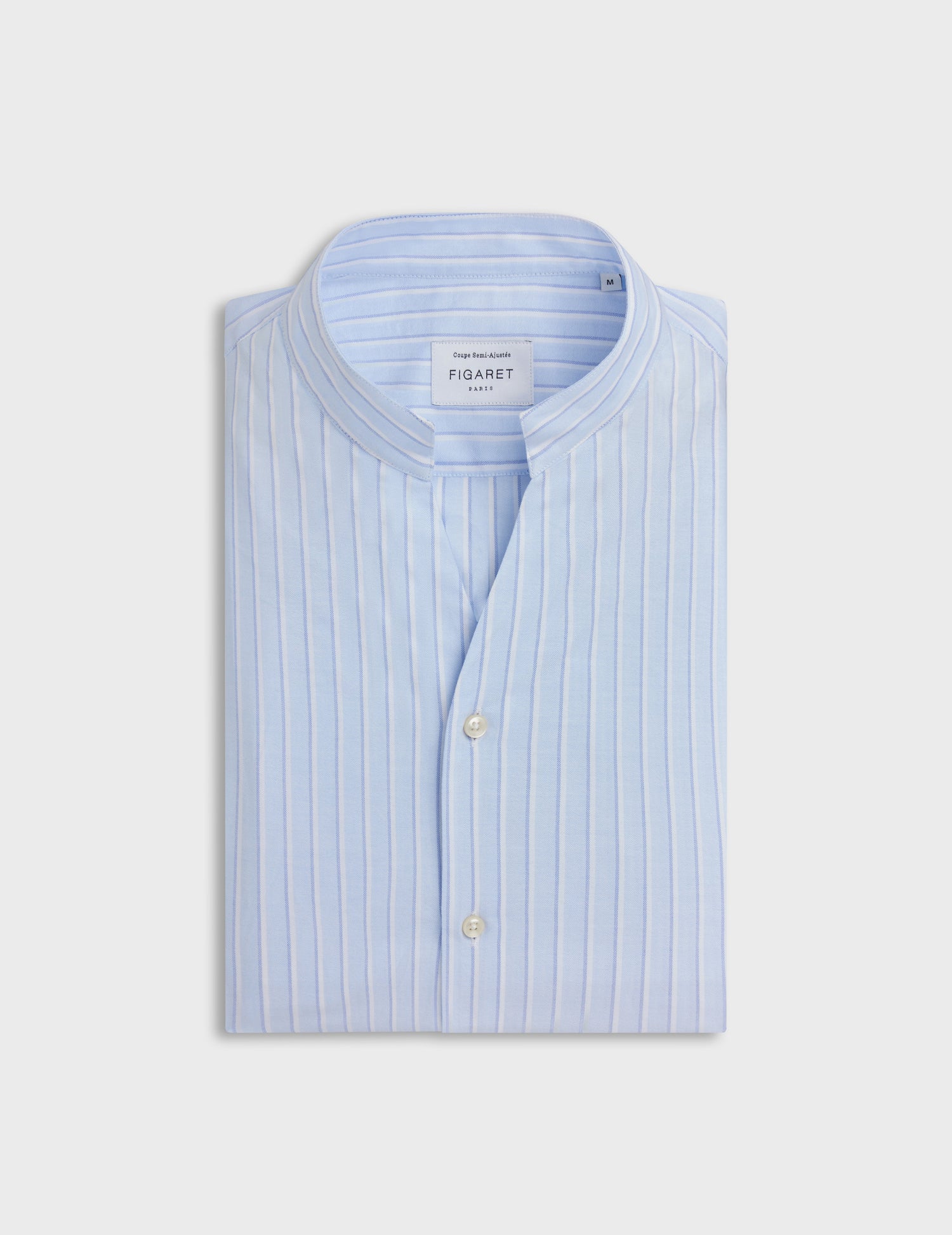 Striped light blue Carl shirt - Oxford - Open Straight Collar#4