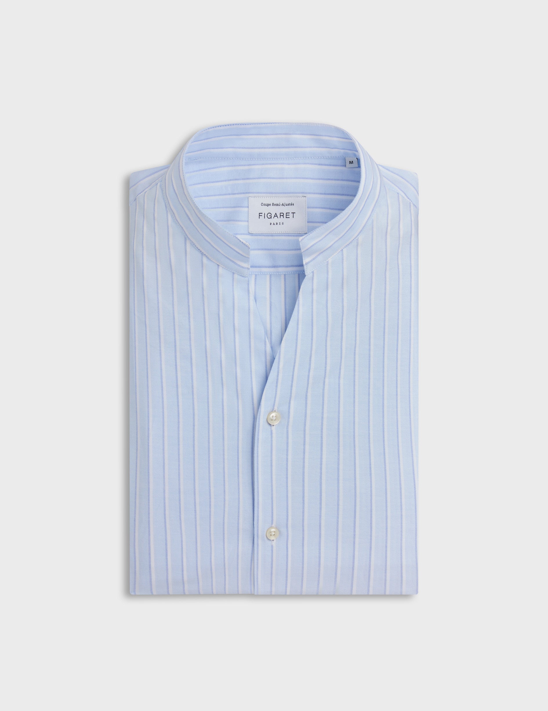 Striped light blue Carl shirt - Oxford - Open Straight Collar