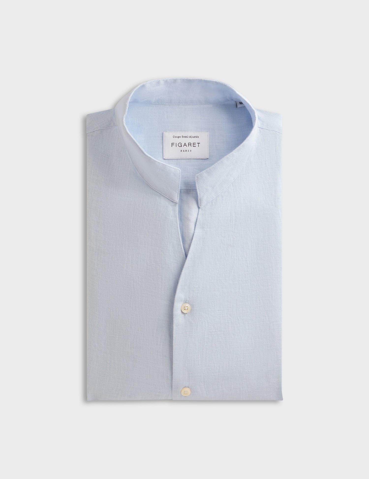Carl light blue linen shirt - Linen -  Open straight Collar#4