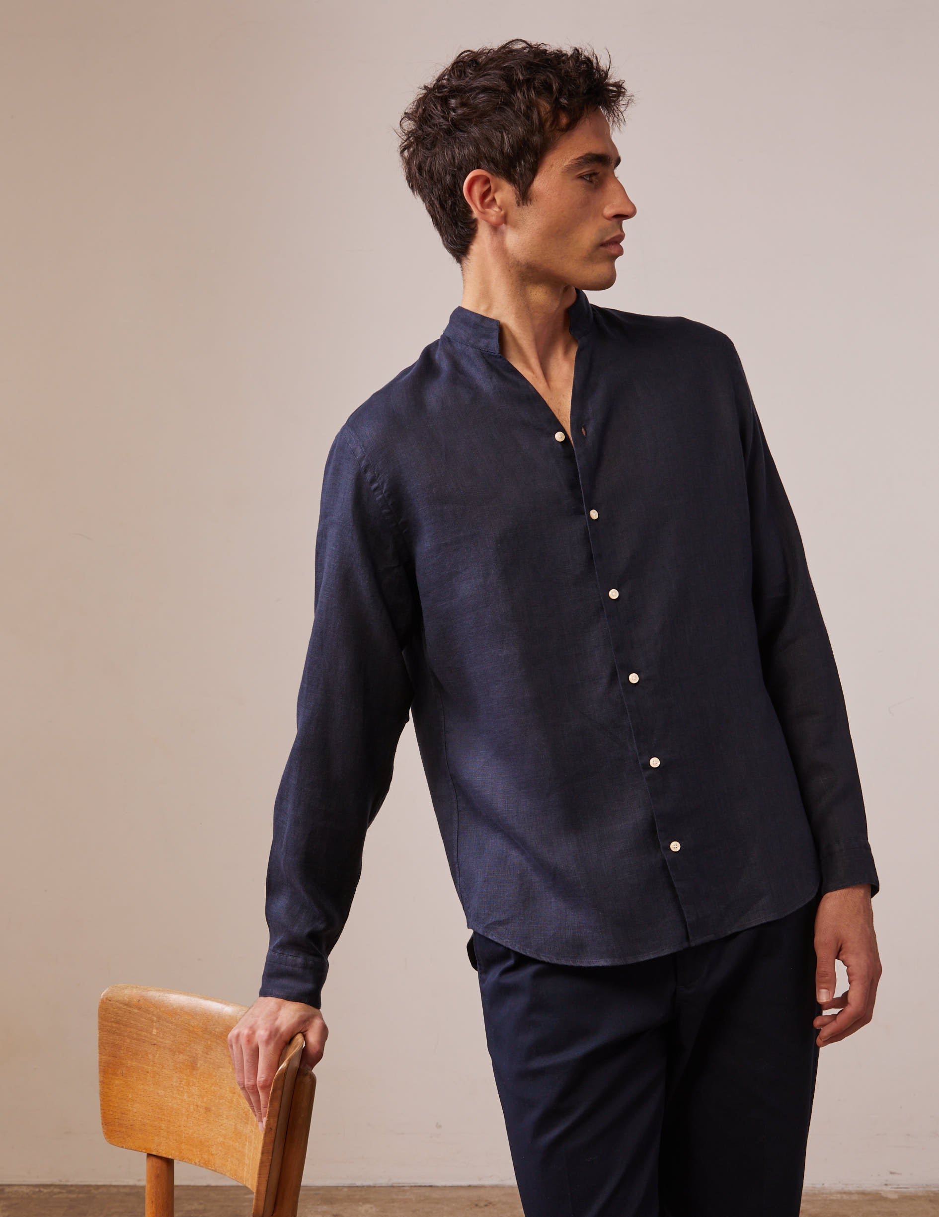 Navy linen Carl shirt