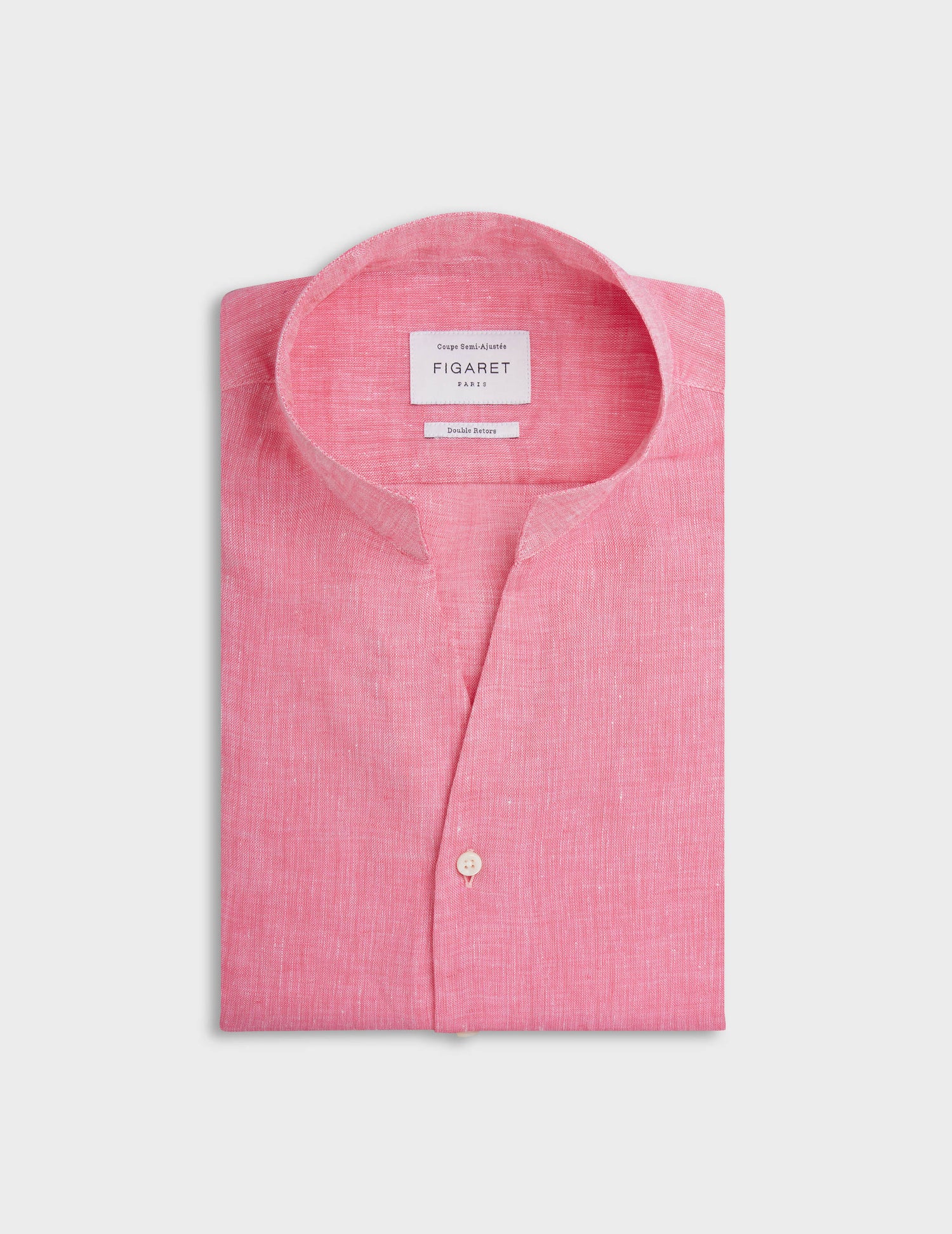 Pink linen Carl shirt - Linen - Open Straight Collar#4