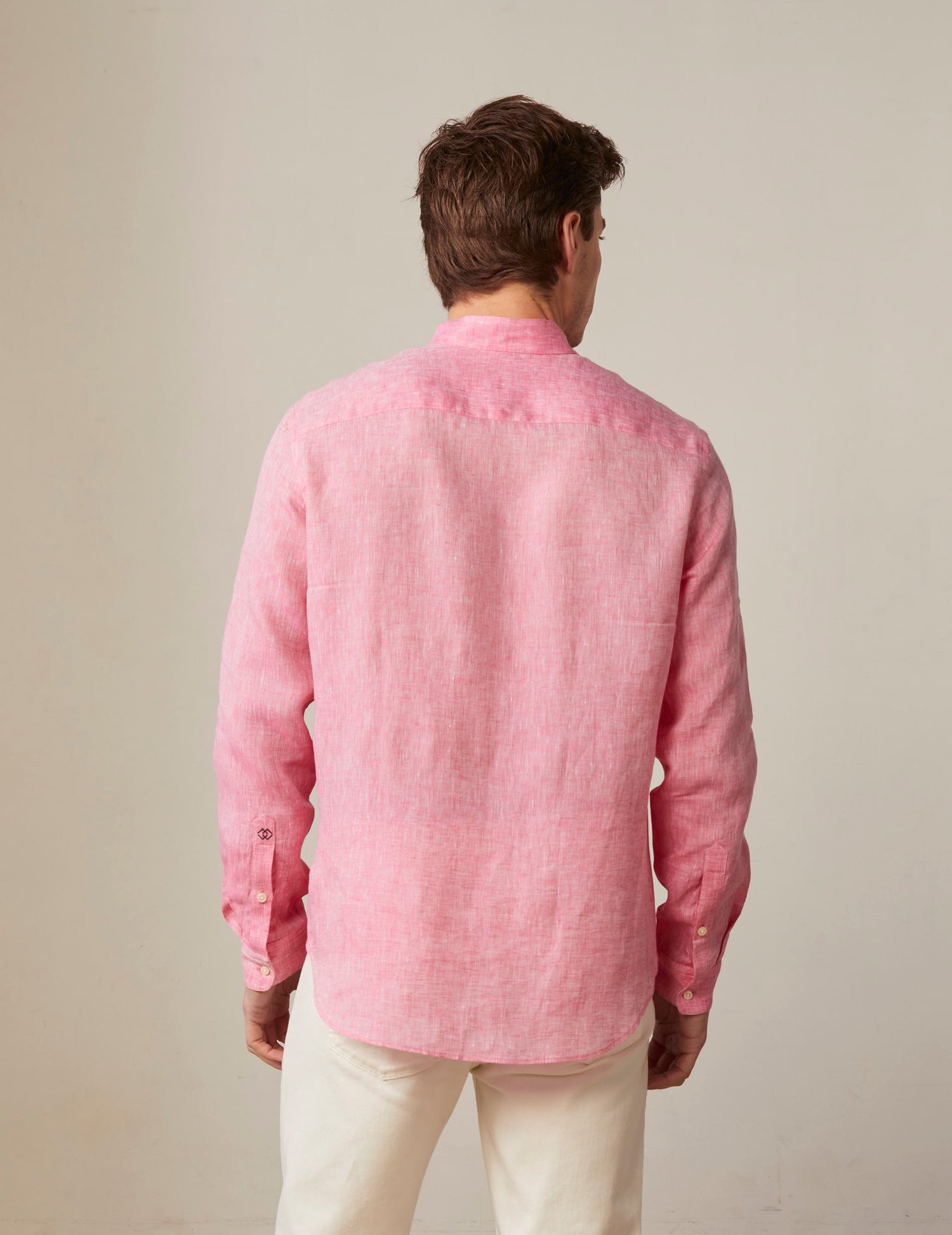 Pink linen Carl shirt - Linen - Open Straight Collar#2