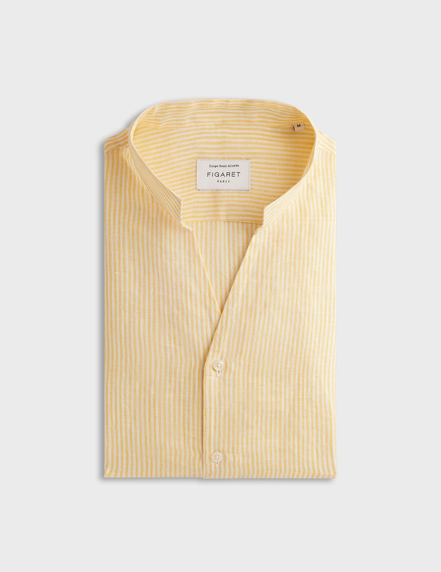 Yellow striped linen Carl shirt - Linen - Open Straight Collar#2