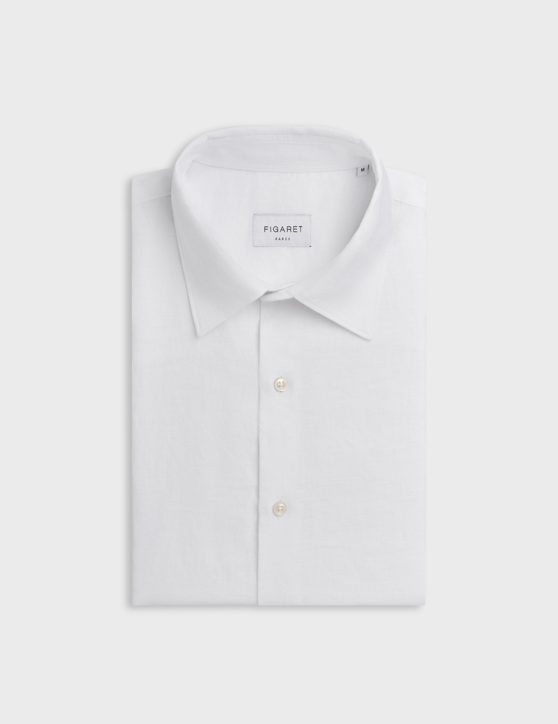 Dante short-sleeved white linen shirt - Linen - French Collar